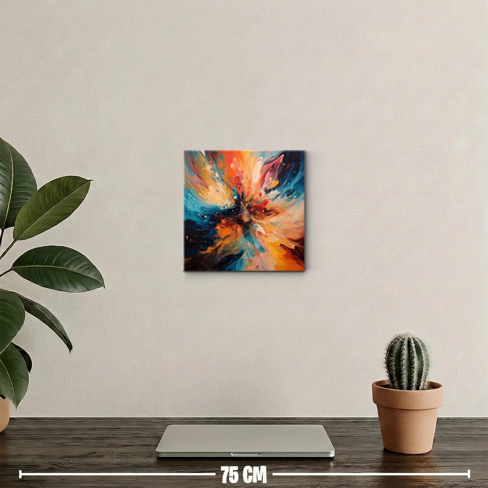 Cuadro abstracto explosión de colores cálidos y fríos — miniatura 2