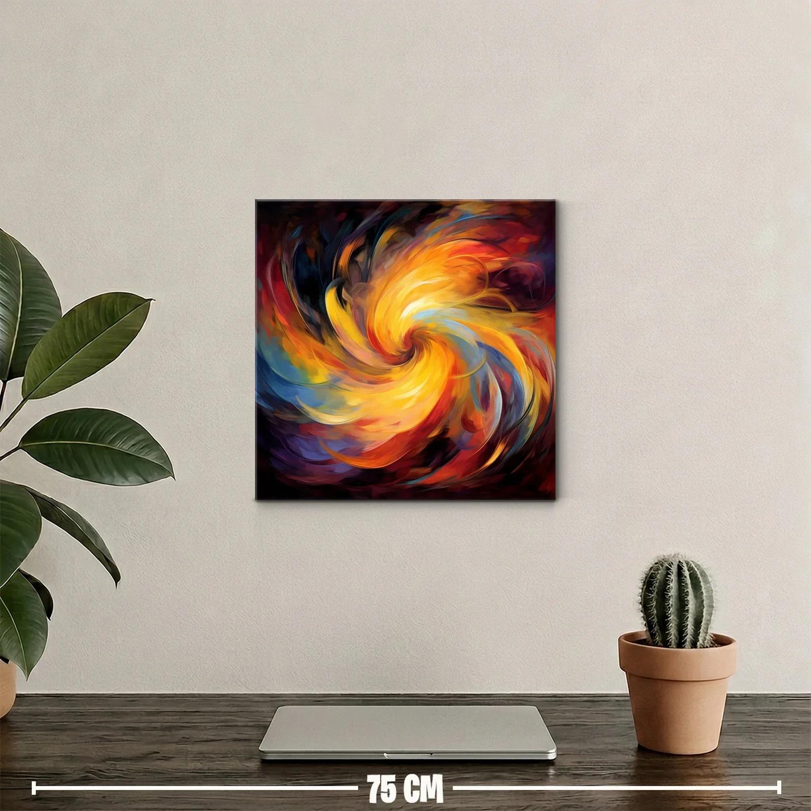 Cuadro abstracto con espiral vibrante en tonos cálidos — miniatura 2