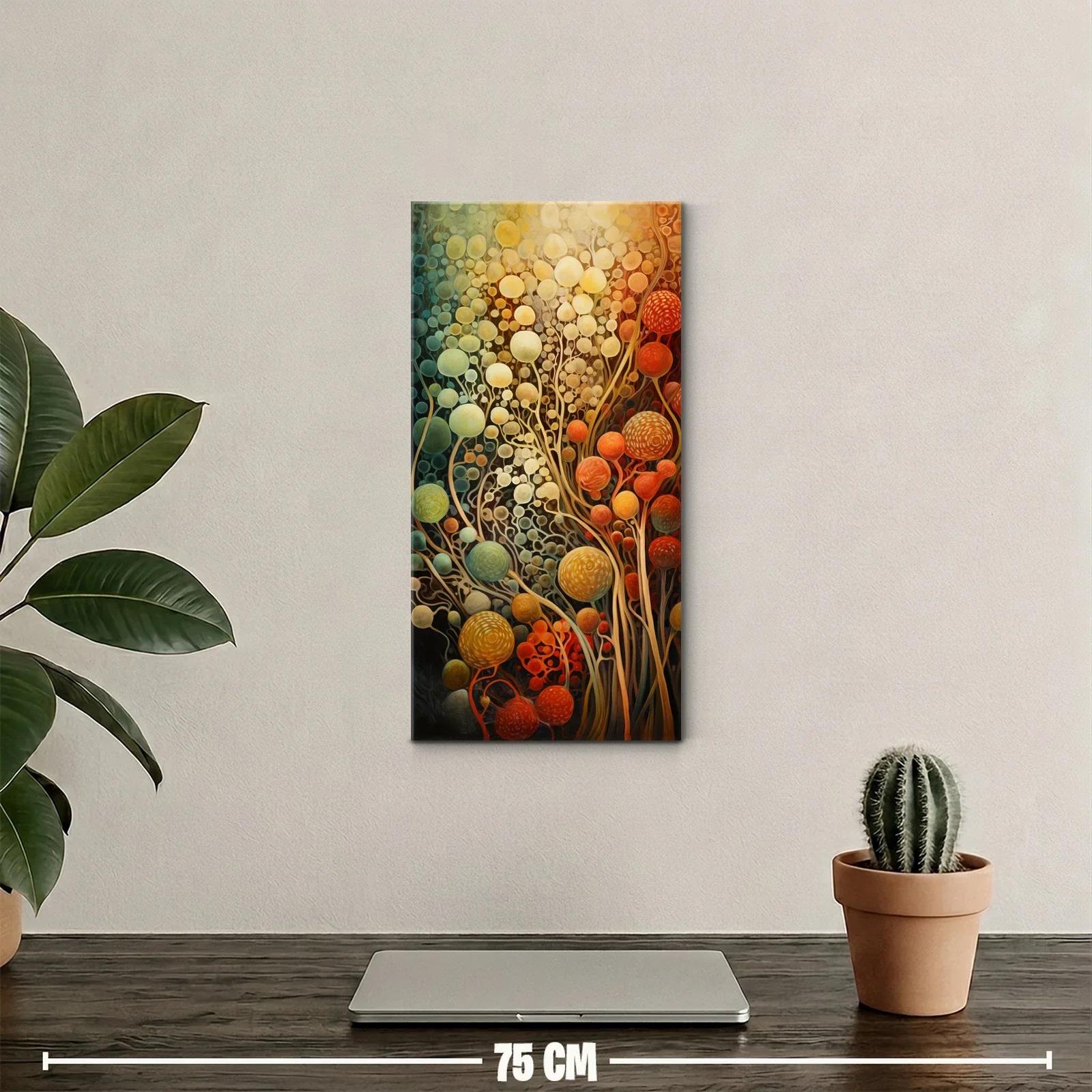 Cuadro de flores esféricas abstractas con texturas punteadas — miniatura 2
