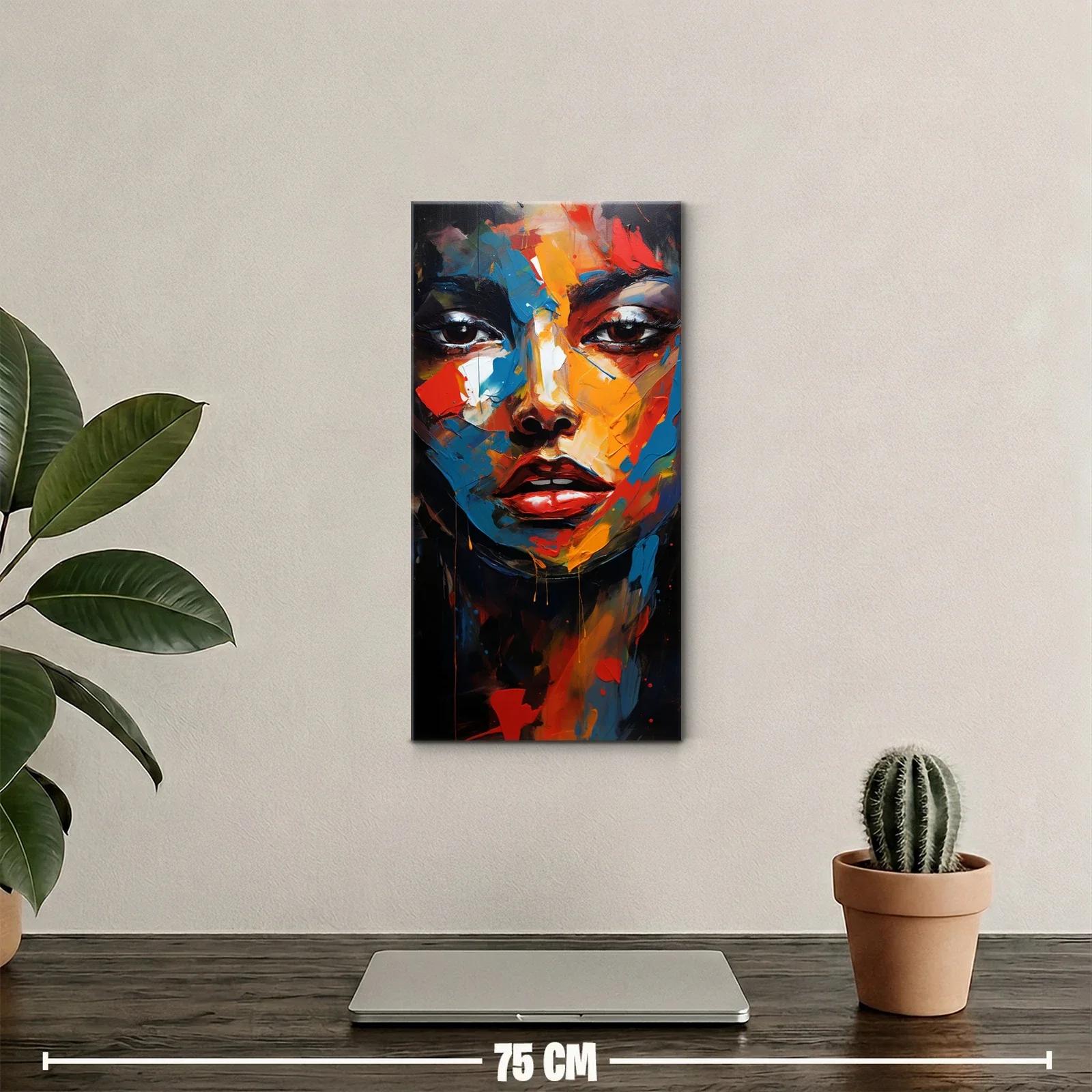 Cuadro rostro de mujer con pinceladas intensas y fondo oscuro — miniatura 2