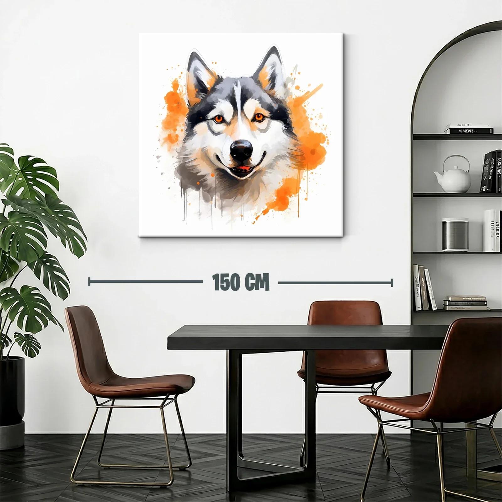 Retrato vibrante de un lobo con toques naranjas — miniatura 2