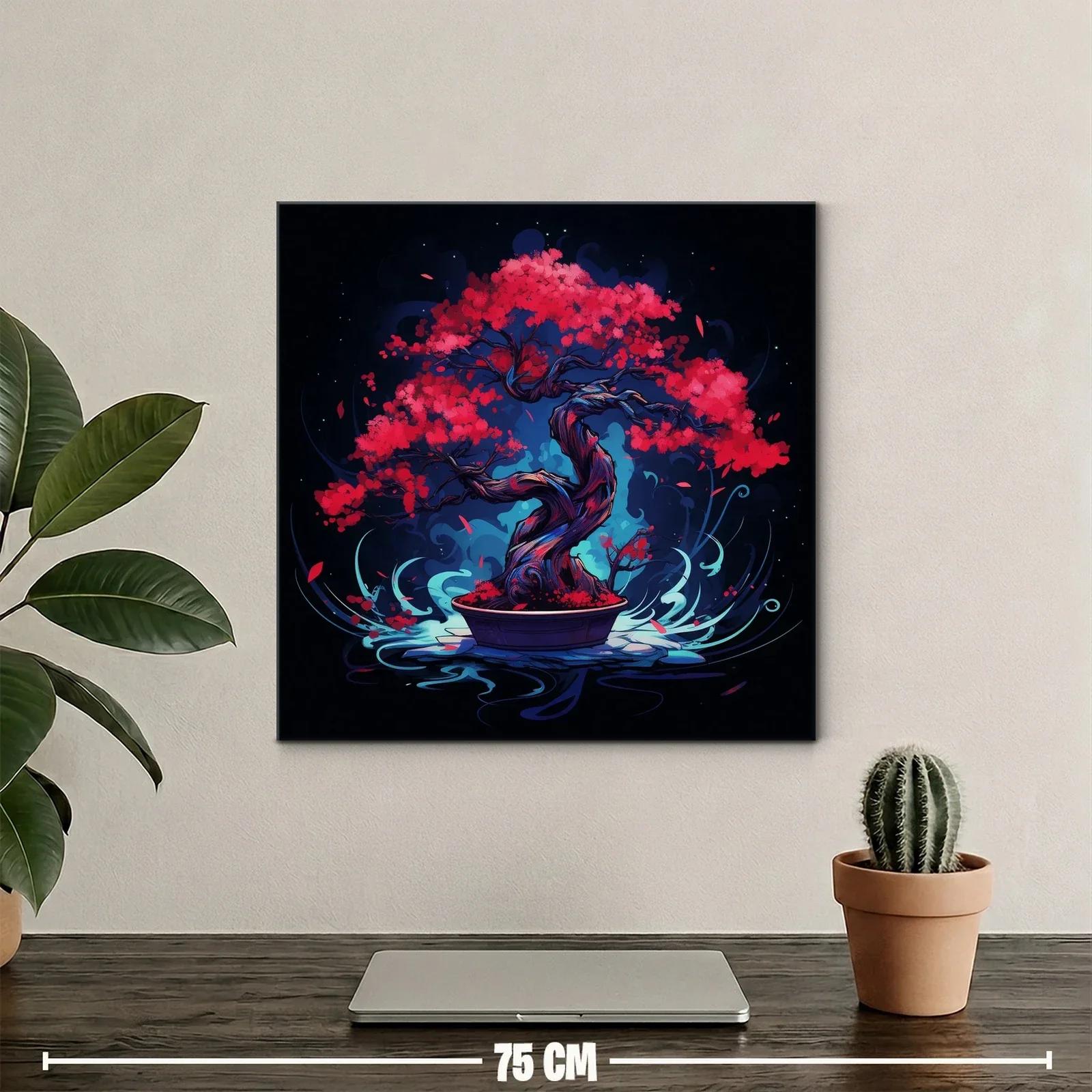 Bonsái vibrante con hojas en tonos rojos intensos — miniatura 2