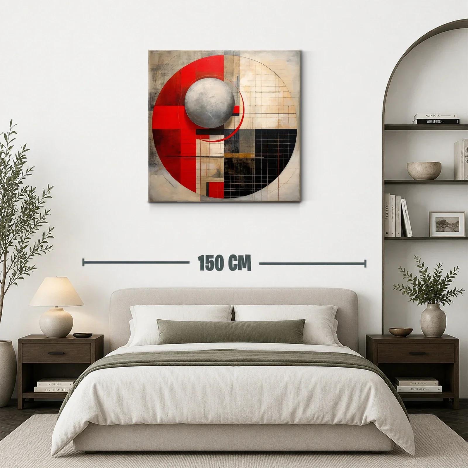 Composición geométrica moderna con esfera metálica y rojos vibrantes — miniatura 3