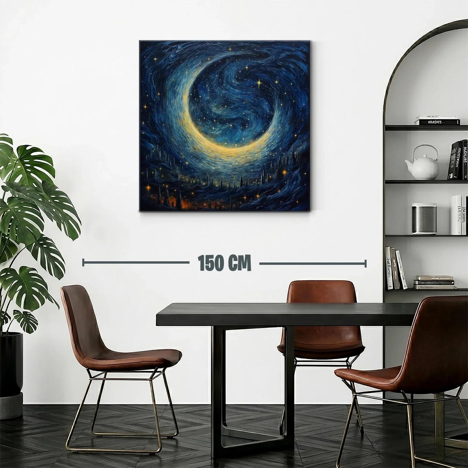Inspirador cielo estrellado con luna brillante y galaxias en movimiento — miniatura 2