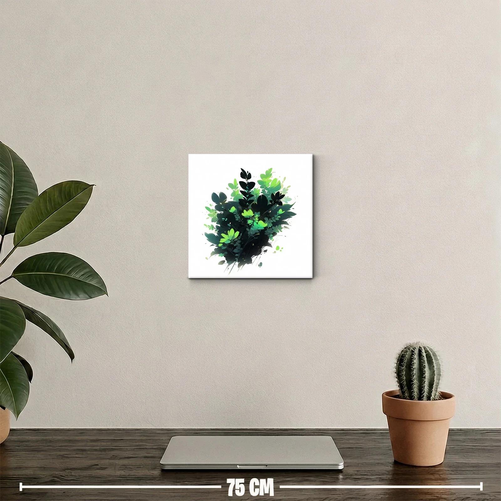 Cuadro Decorativo Ramo de Hojas Verdes en Contraste — miniatura 2