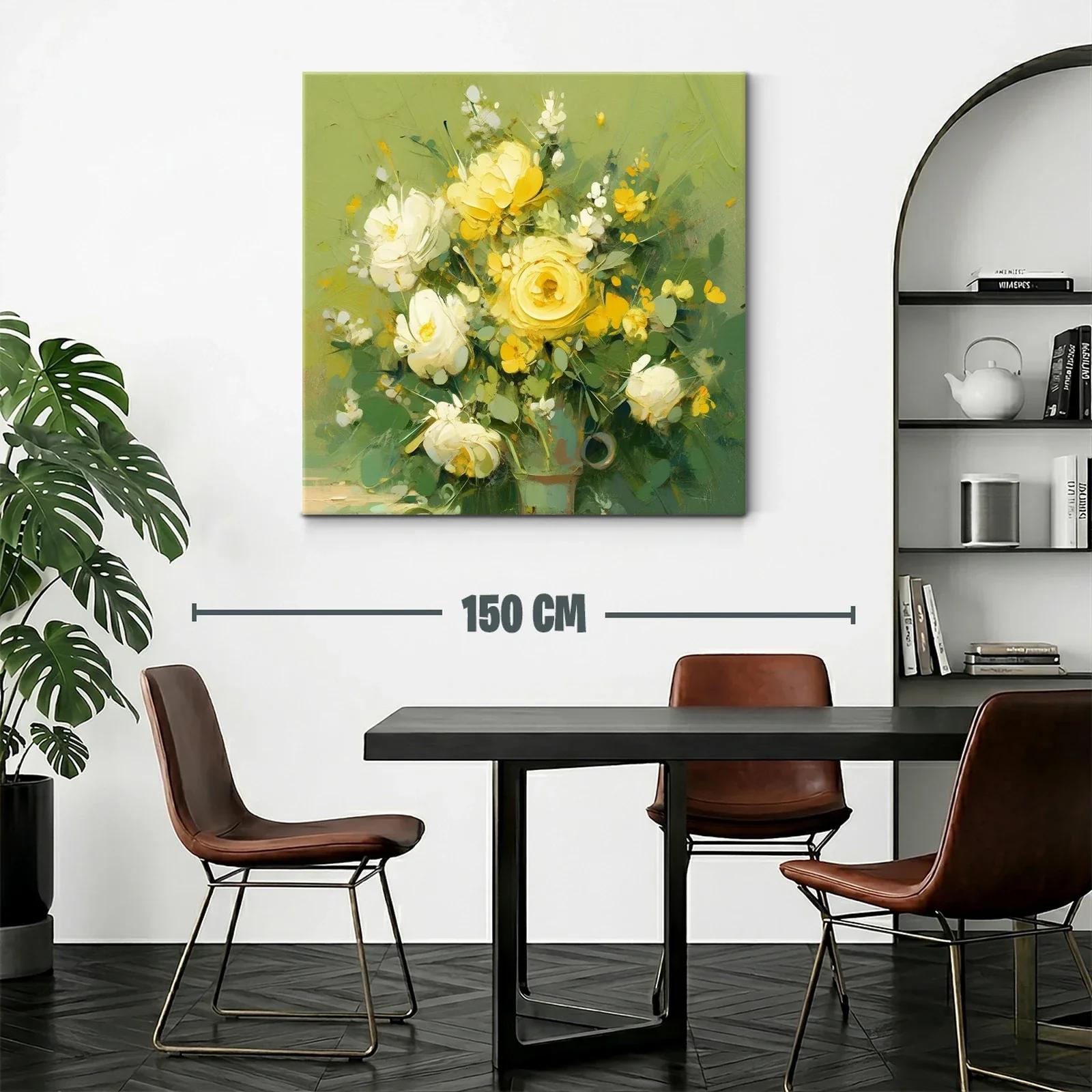 Cuadro floral con vibrantes tonos amarillos y verdes — miniatura 2