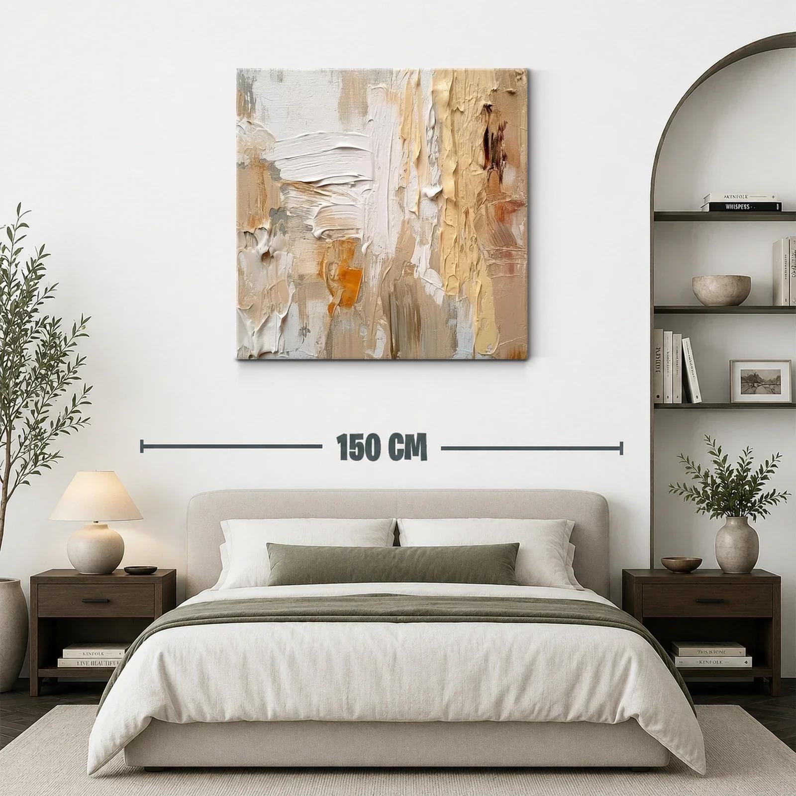 Cuadro abstracto en tonos tierra y beige texturizado — miniatura 3