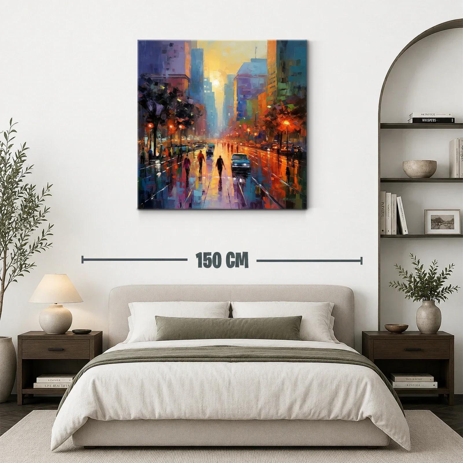 Atardecer urbano con reflejos y luces brillantes — miniatura 3