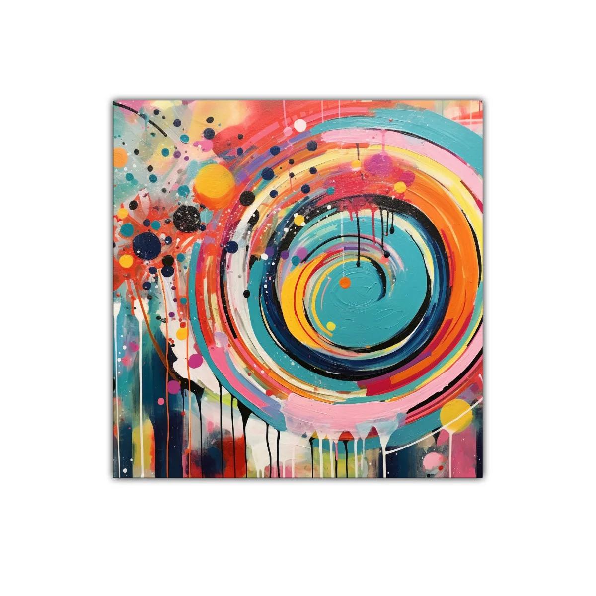 Cuadro abstracto con espiral dinámica y colores vibrantes — imagen principal