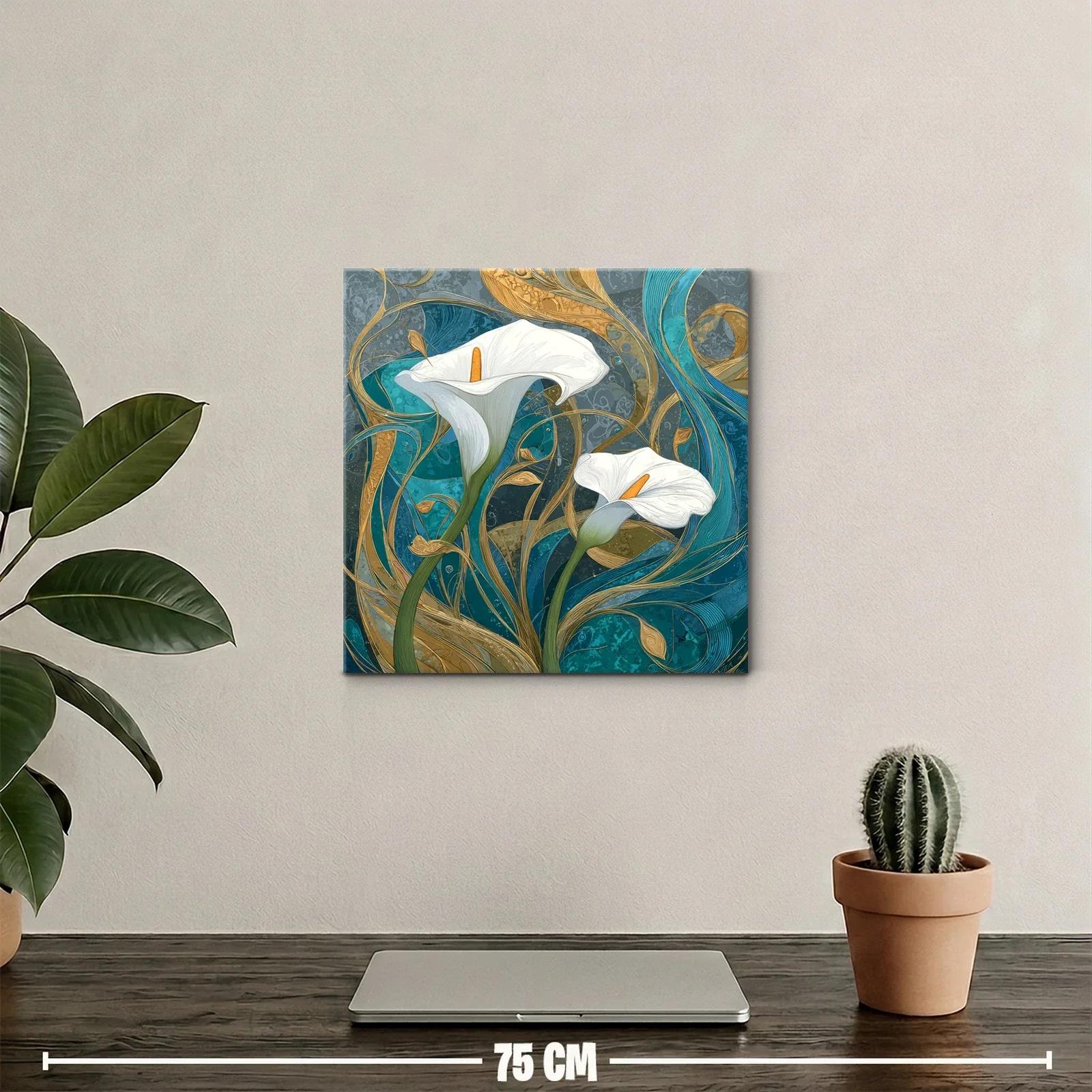 Elegancia natural con lirios blancos y diseño abstracto — miniatura 2