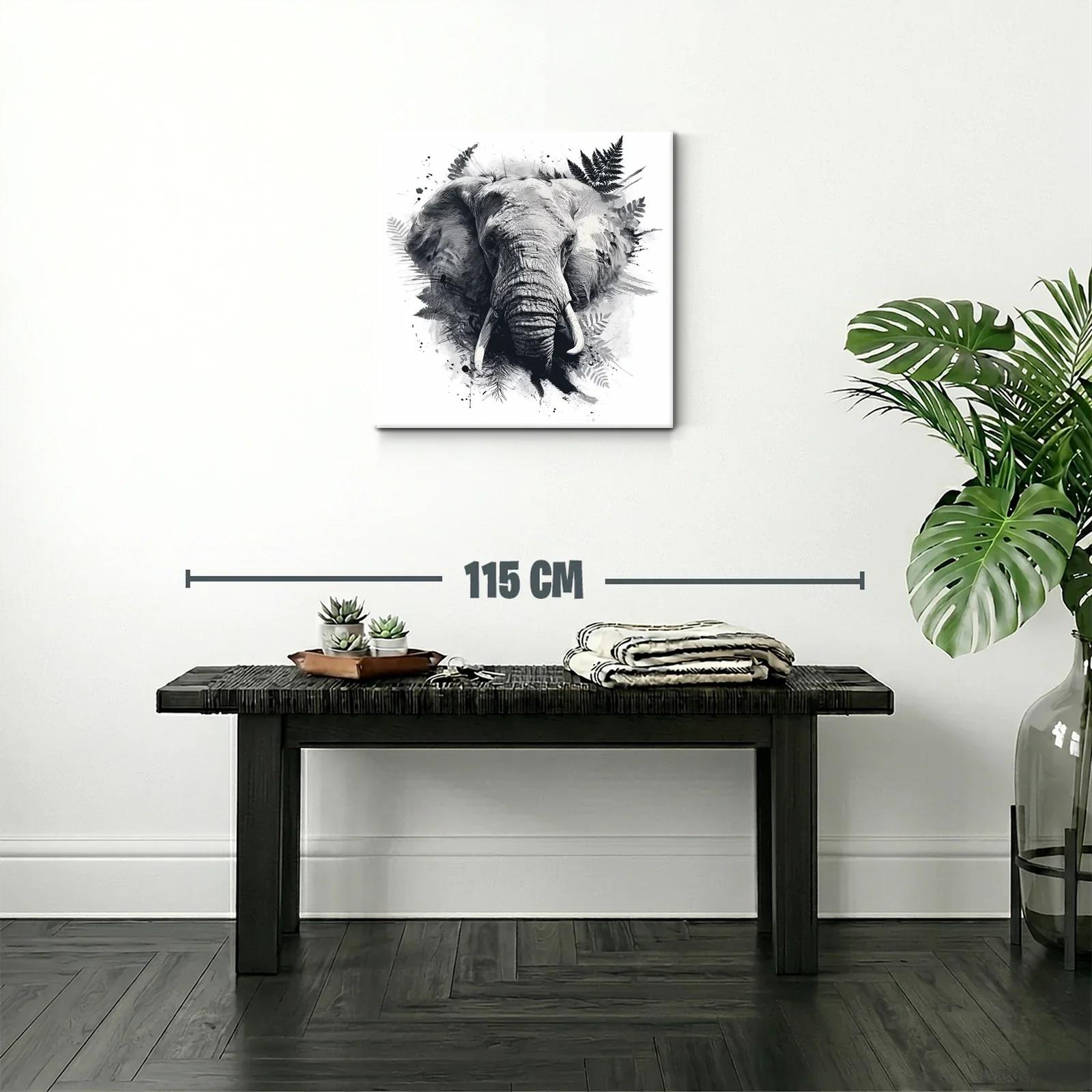 Retrato artístico de elefante en tonos grises y negros — miniatura 2