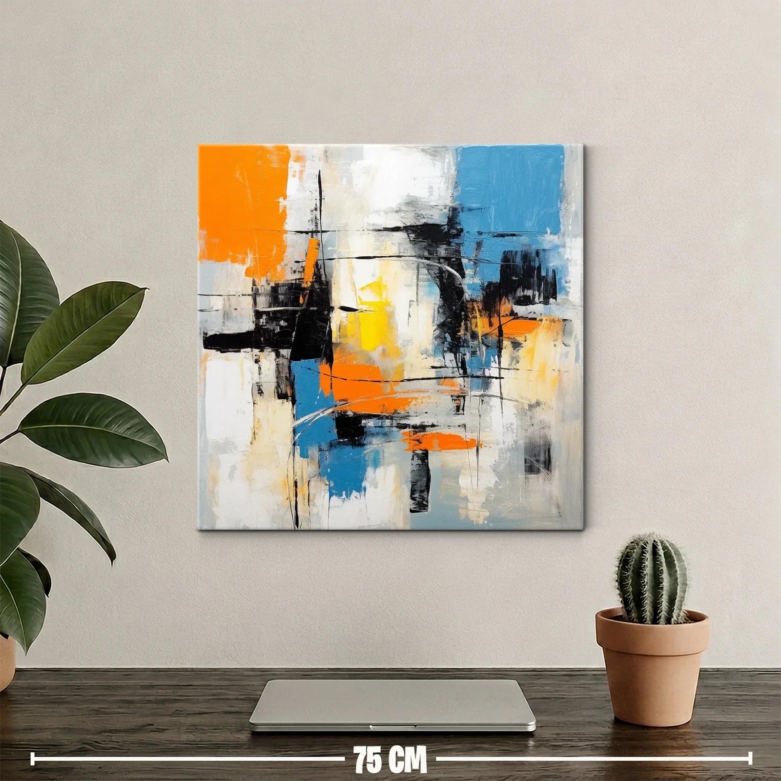 Cuadro abstracto con tonos vibrantes y estructura dinámica — miniatura 2