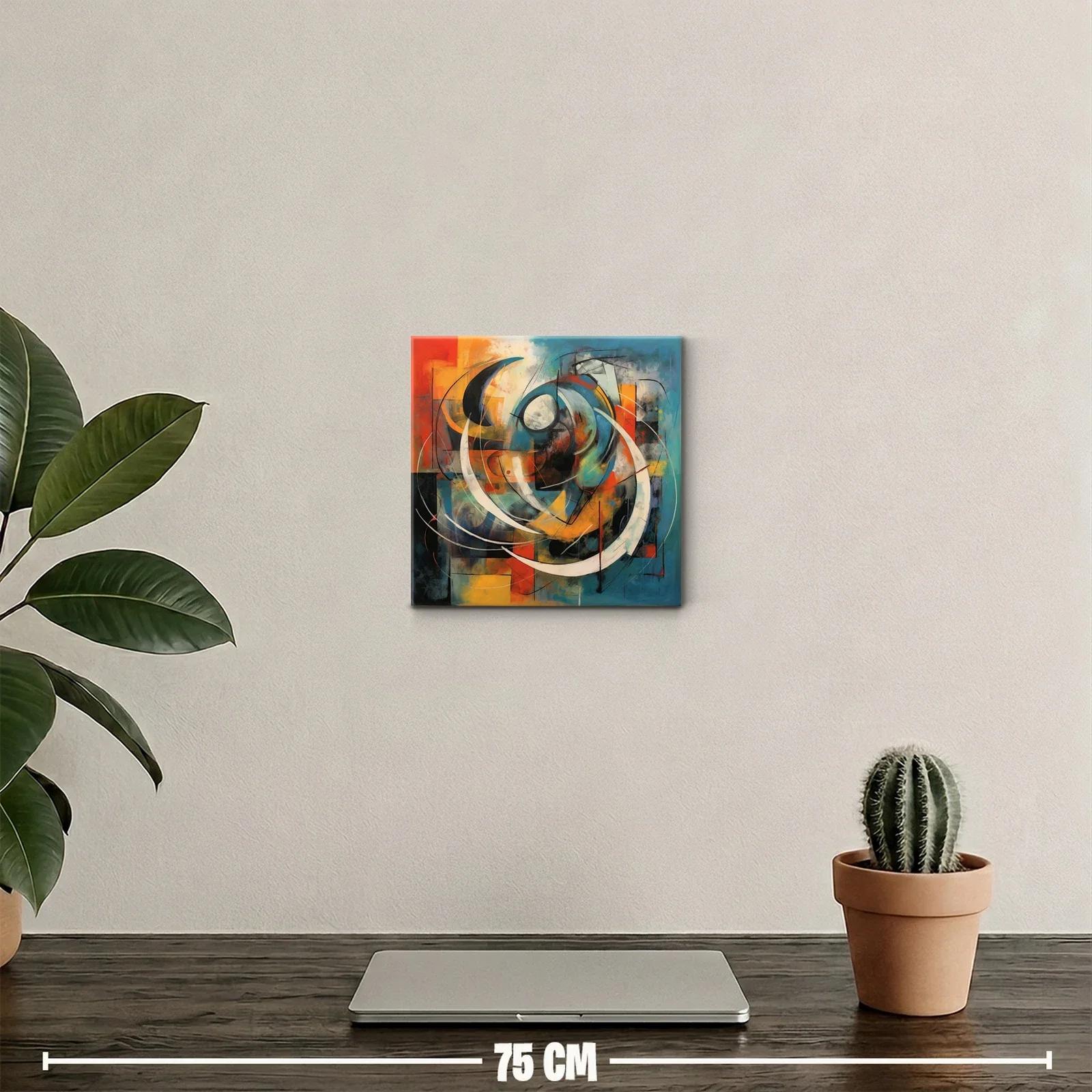 Cuadro Abstracto con Formas Curvas y Colores Vibrantes — miniatura 2