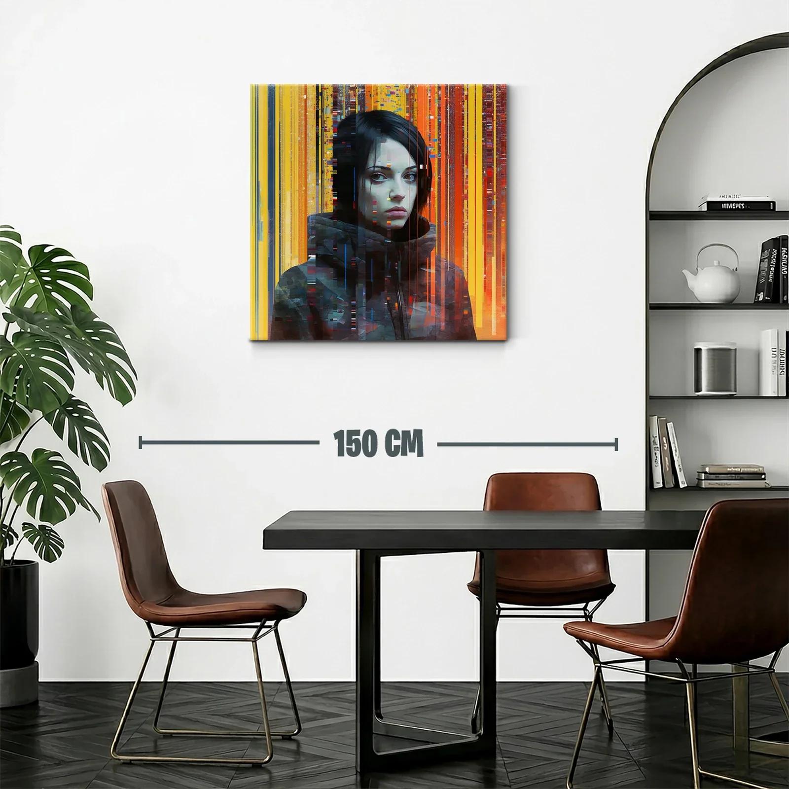 Retrato contemporáneo de mujer con luces digitales vibrantes — miniatura 2
