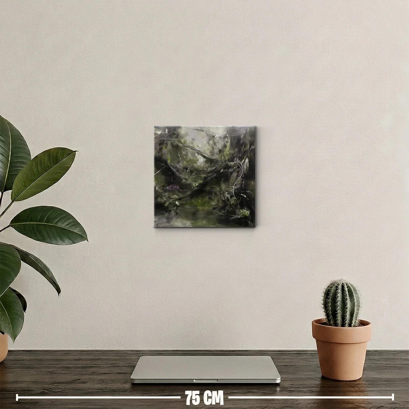 Paisaje abstracto con tonos oscuros y verdes naturales — miniatura 2