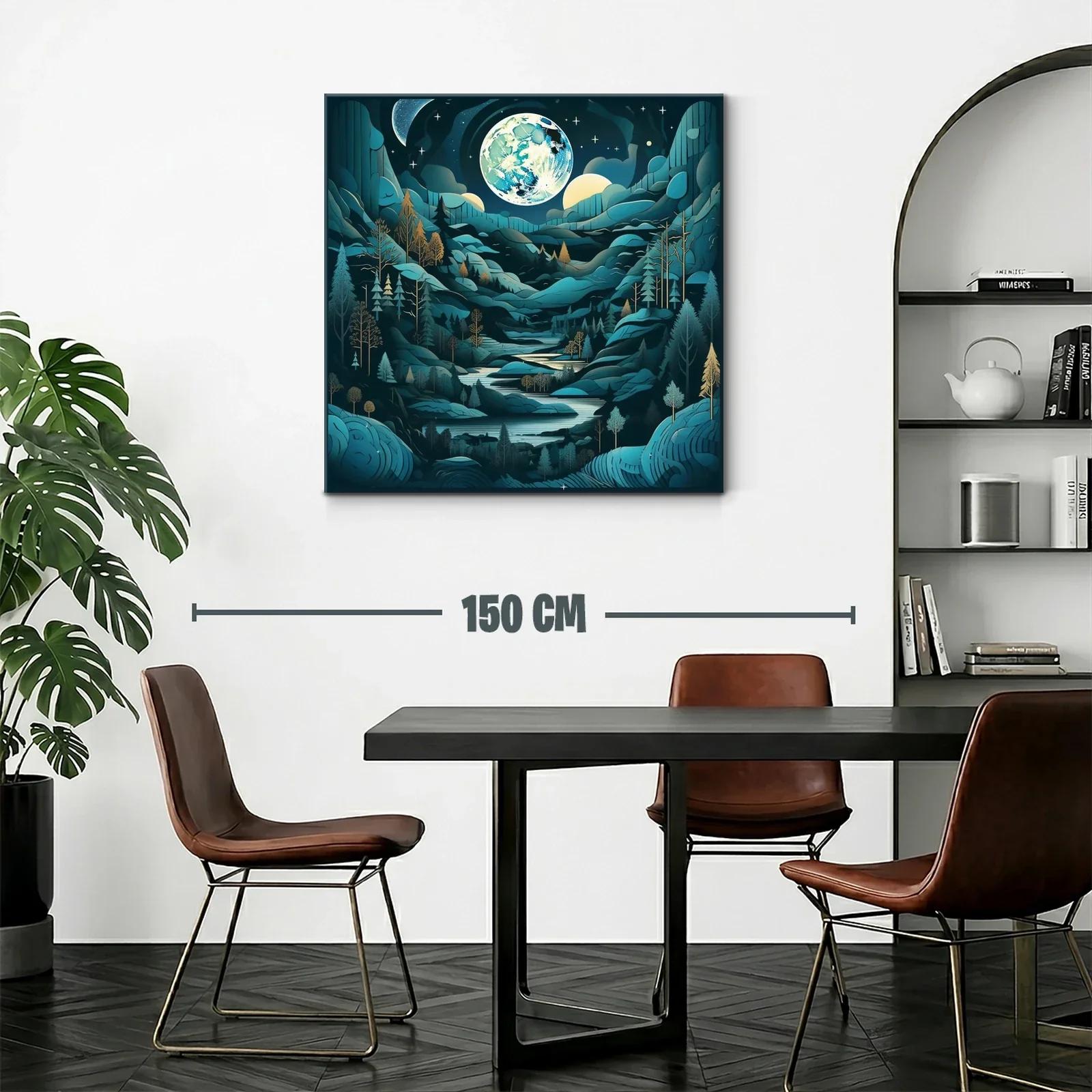 Paisaje nocturno con efecto de luna llena brillante — miniatura 2