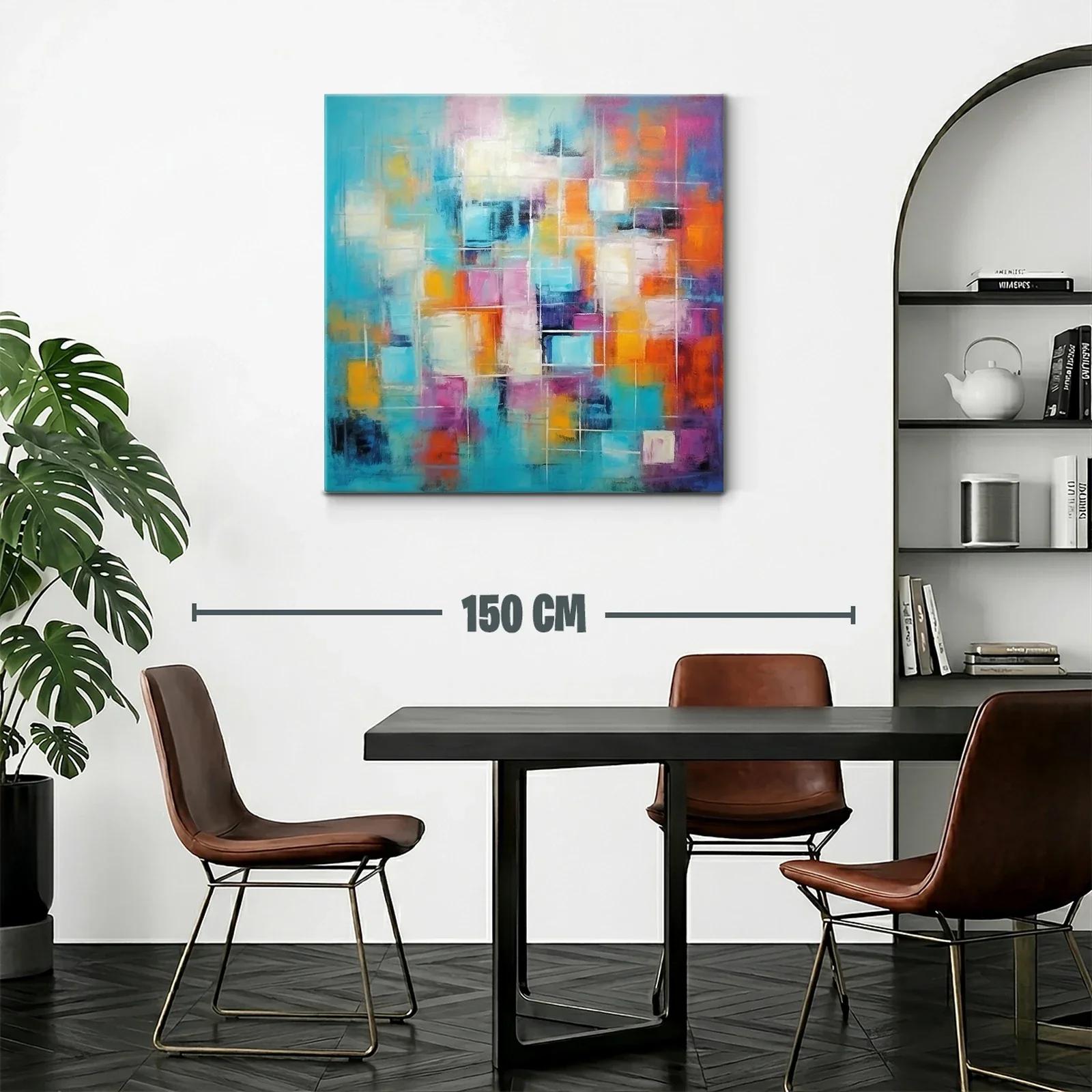 Composición abstracta con vibrantes tonos turquesa y naranja — miniatura 2