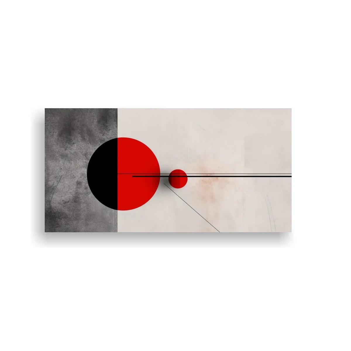 Cuadro círculos geométricos en rojo negro y tonos neutros — imagen principal