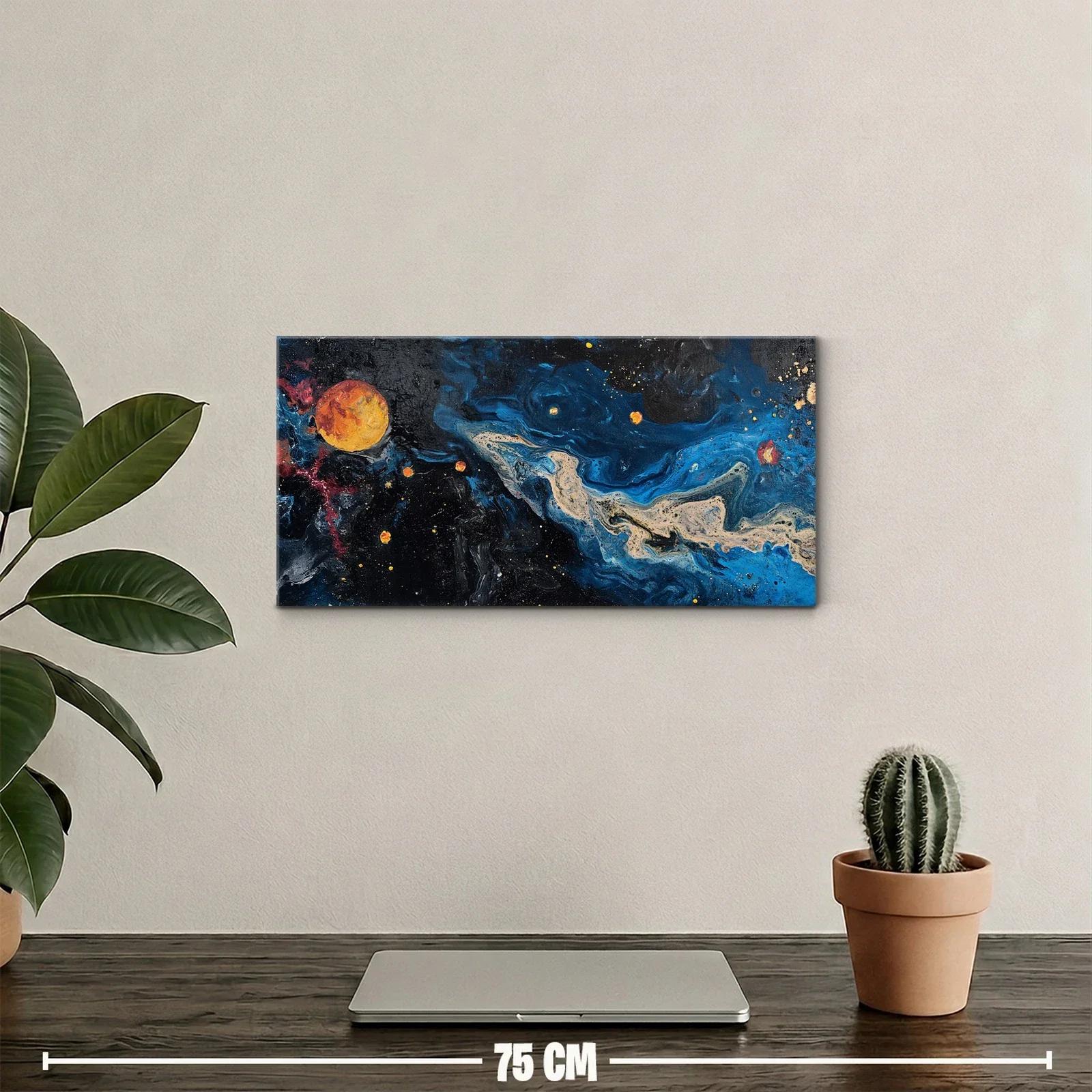Cuadro galaxia abstracta con esfera anaranjada — miniatura 2