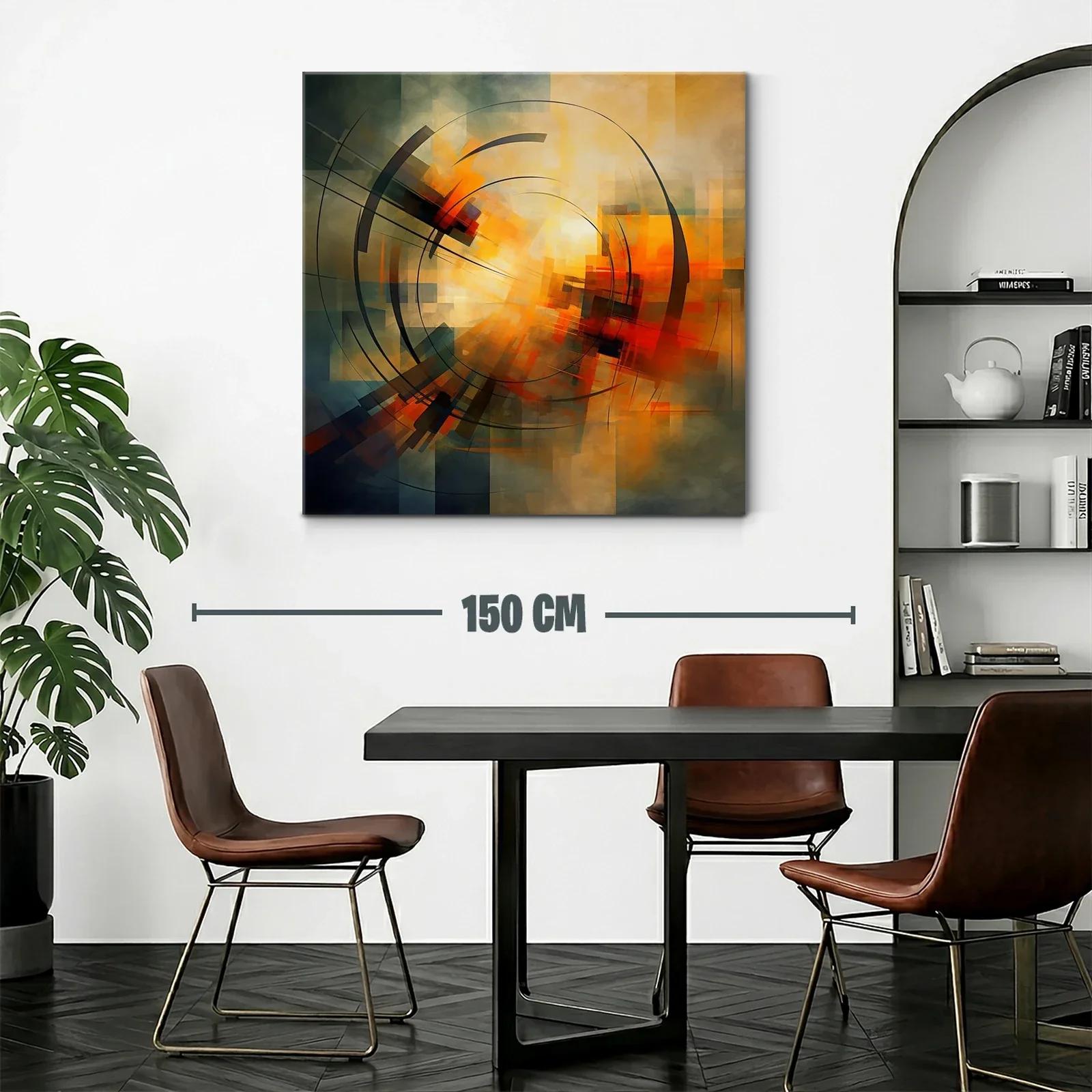 Cuadro abstracto con formas circulares y tonos cálidos — miniatura 2