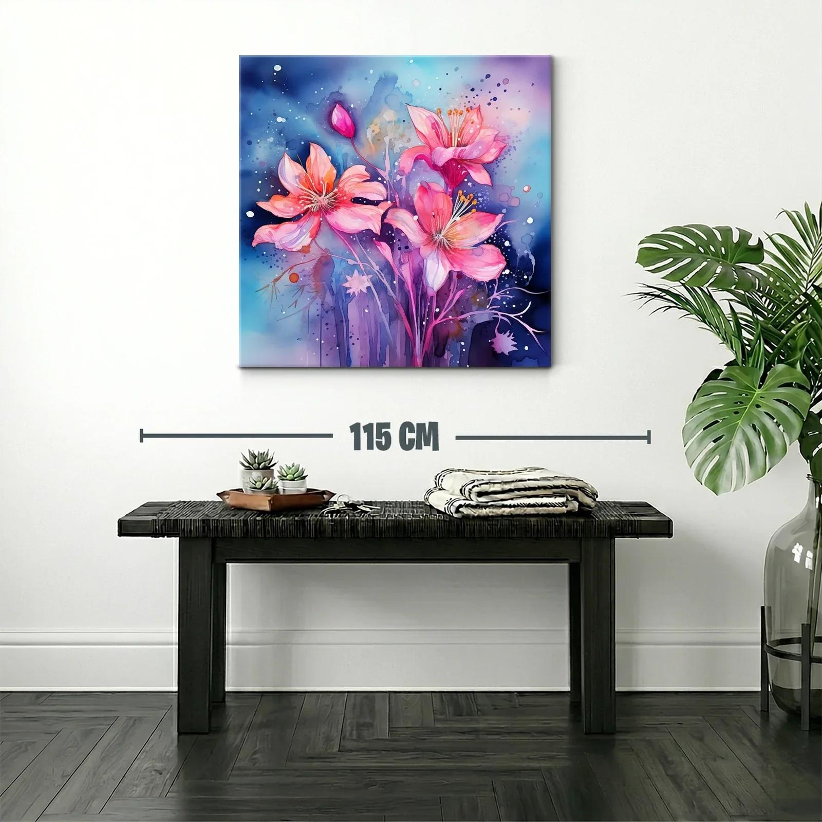 Flores vibrantes en tonos rosa y azul profundo — miniatura 2