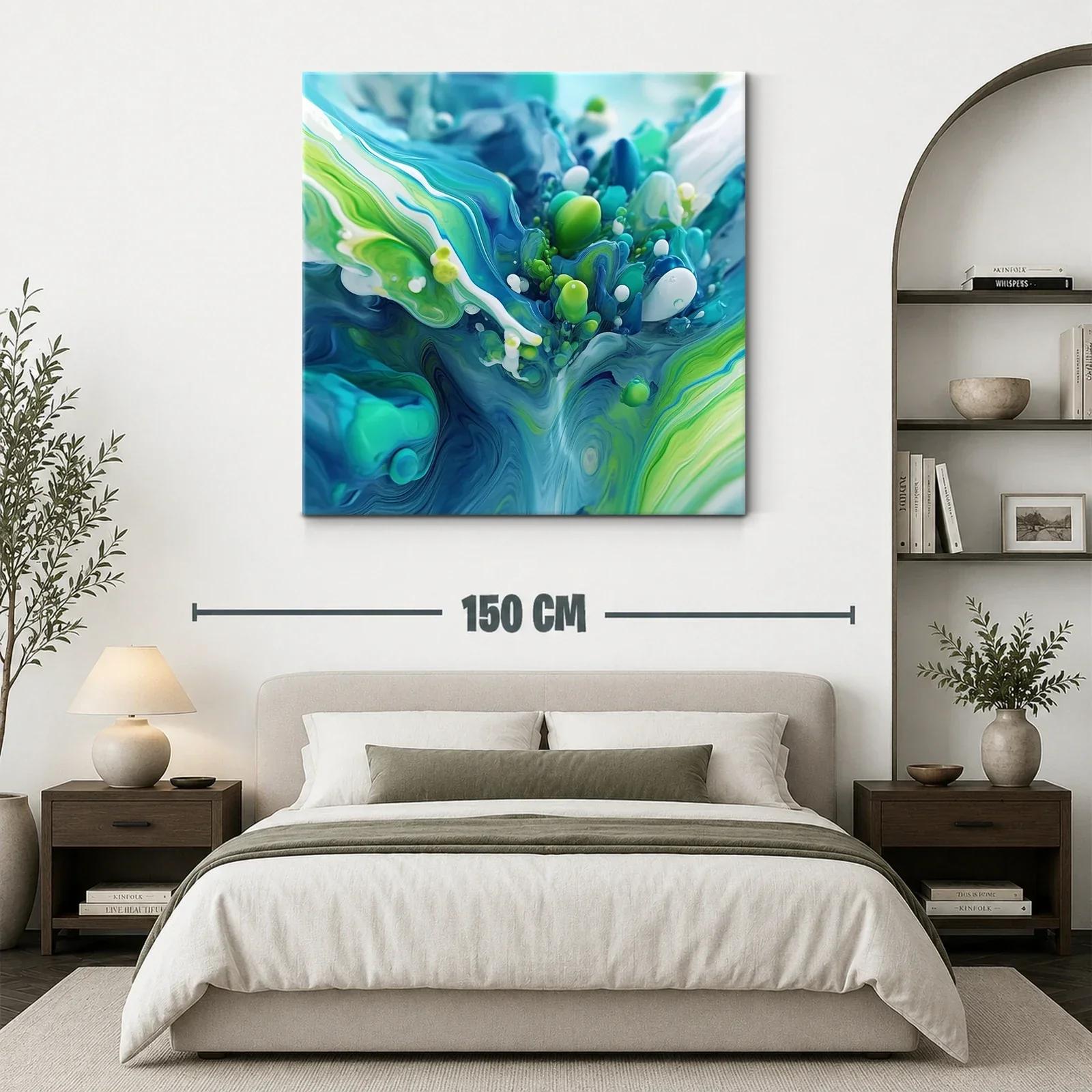 Abstracción orgánica en tonos azules y verdes vibrantes — miniatura 3