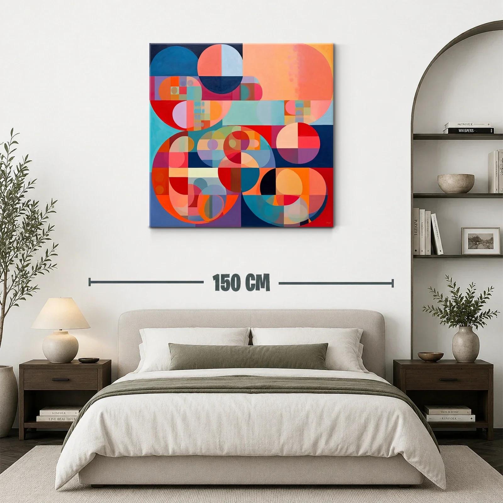 Cuadro abstracto con formas circulares y paleta vibrante — miniatura 3