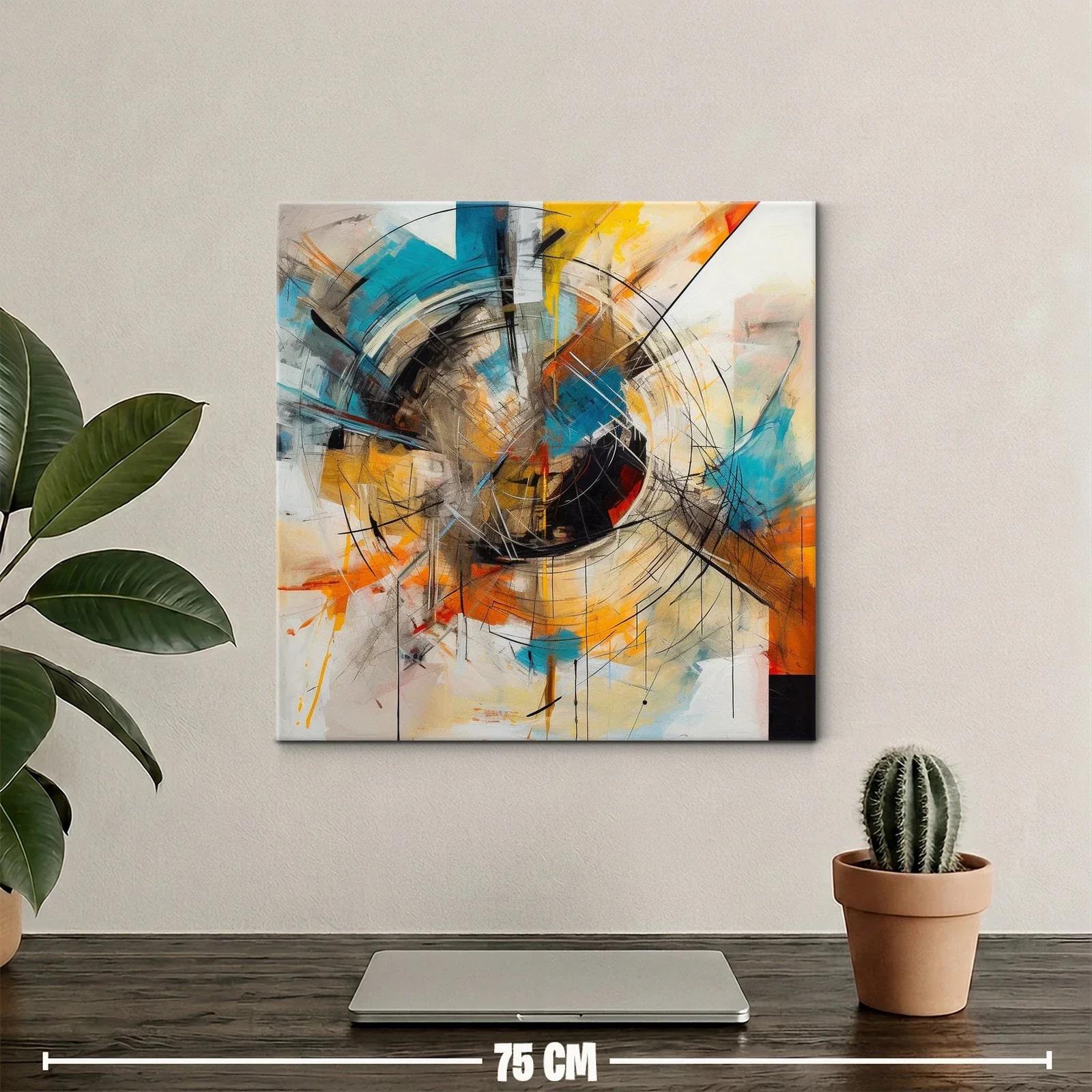 Cuadro abstracto con formas circulares y tonos vibrantes — miniatura 2