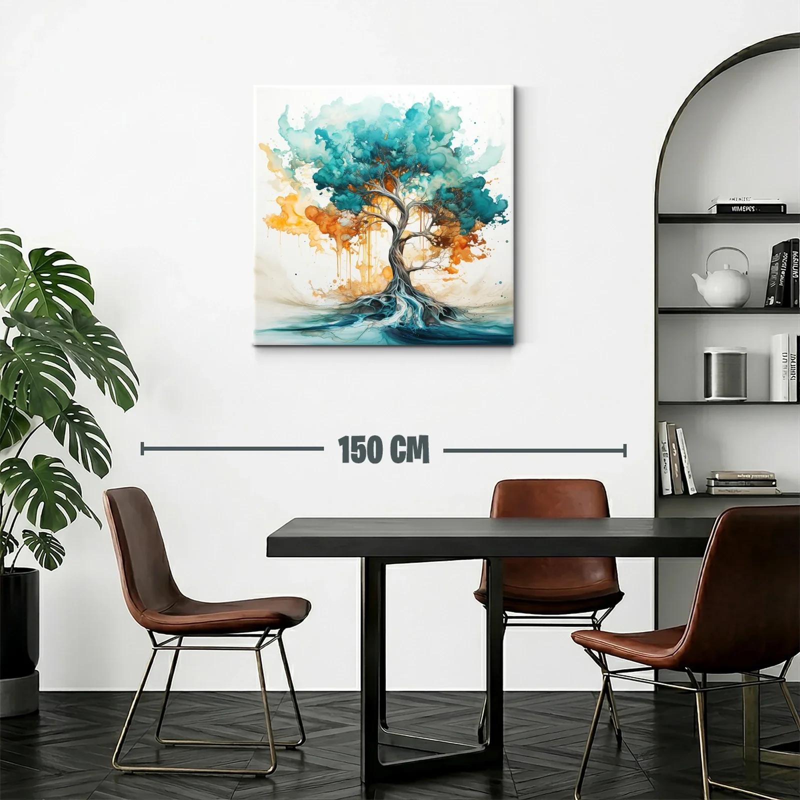 Árbol vibrante con raíces etéreas en tonos azules y naranjas — miniatura 2