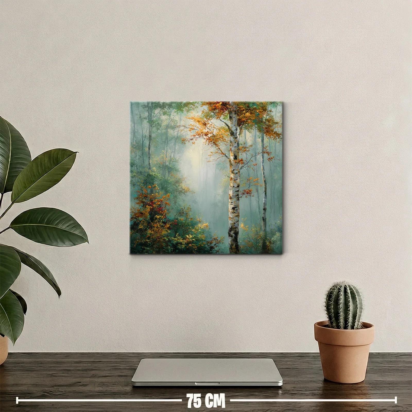 Bosque sereno con árboles otoñales y luz suave — miniatura 2
