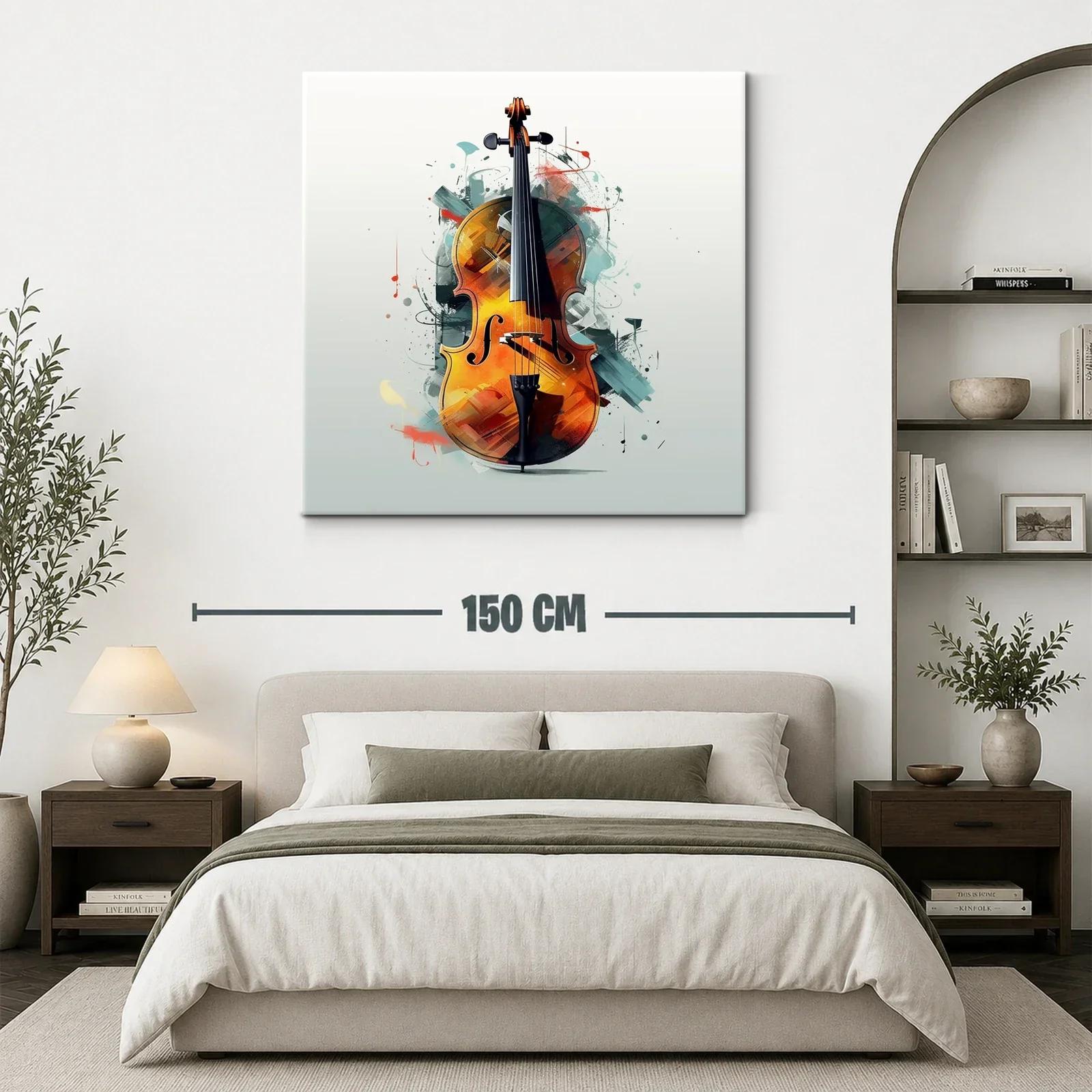 Cuadro con violín vibrante y toque moderno artístico — miniatura 3