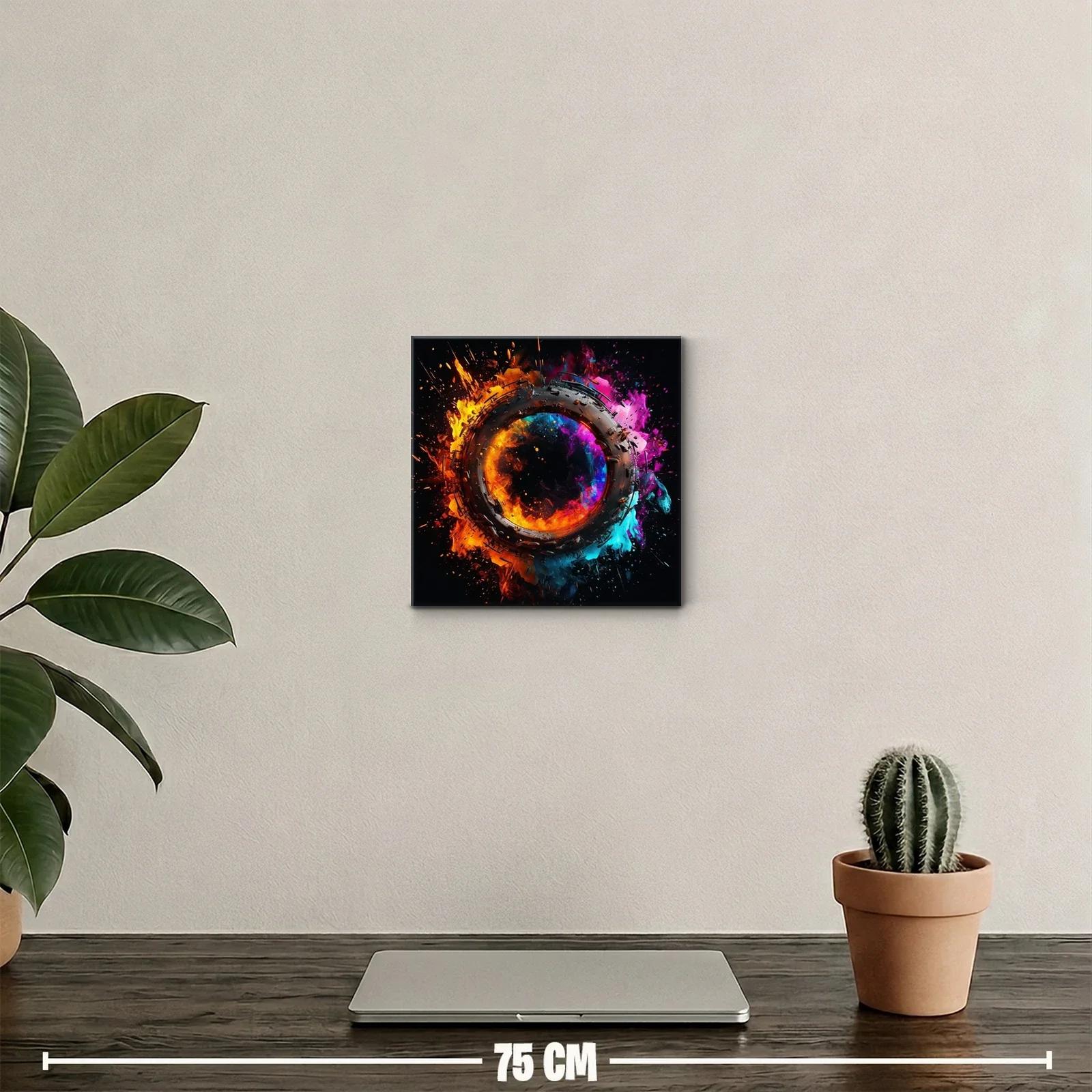 Explosión de fuego y color en círculo dinámico vibrante — miniatura 2