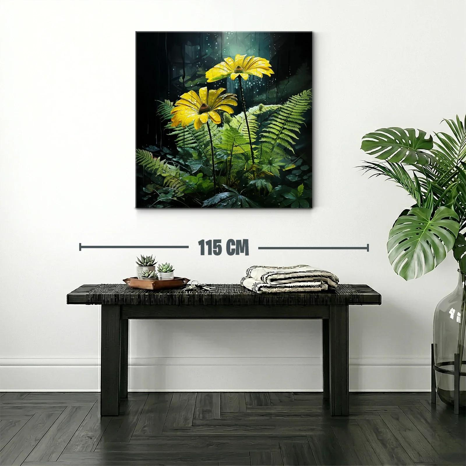 Flores Amarillas Luminosas entre Helechos Verdes — miniatura 2