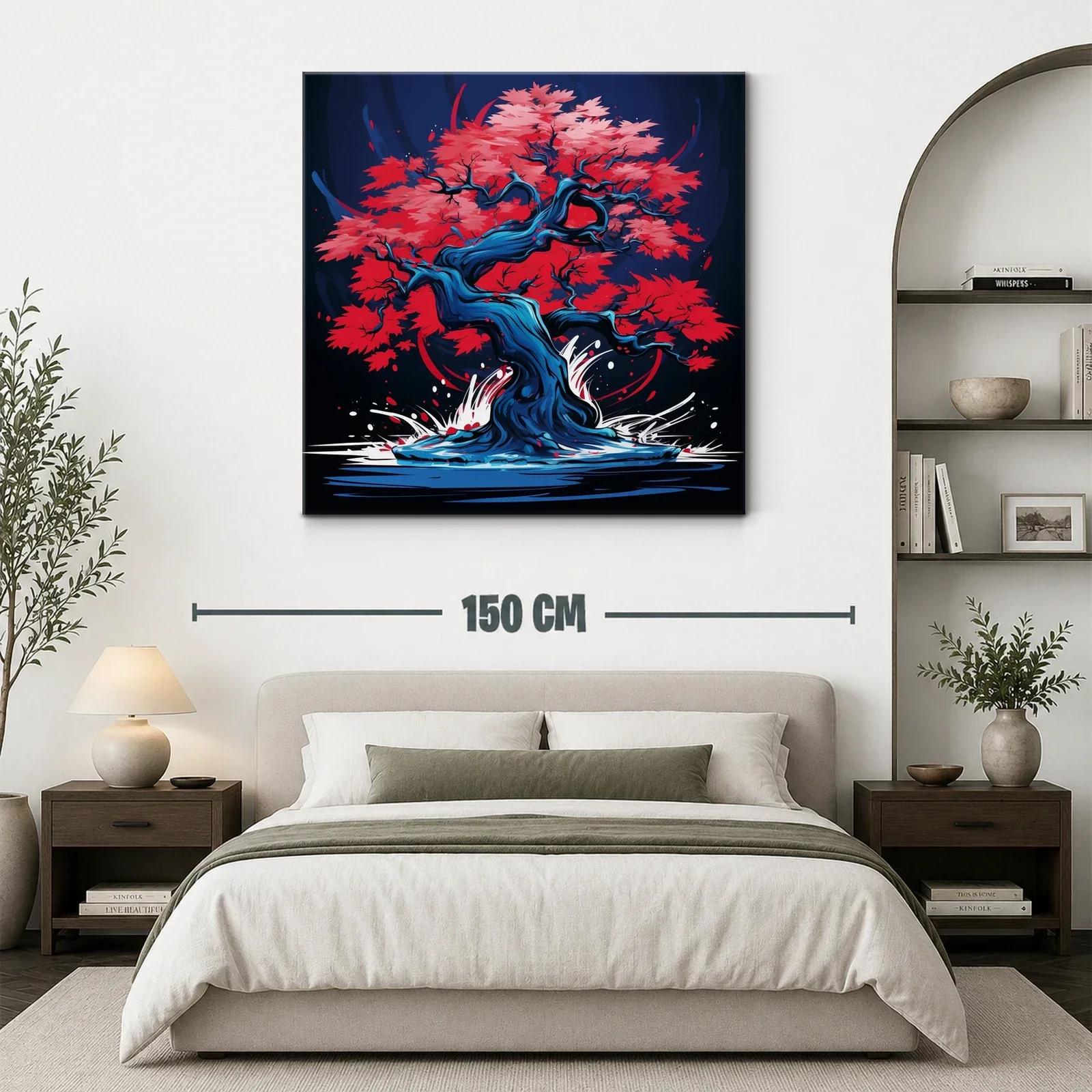 Árbol de otoño vibrante con tonos rojos y azules — miniatura 3