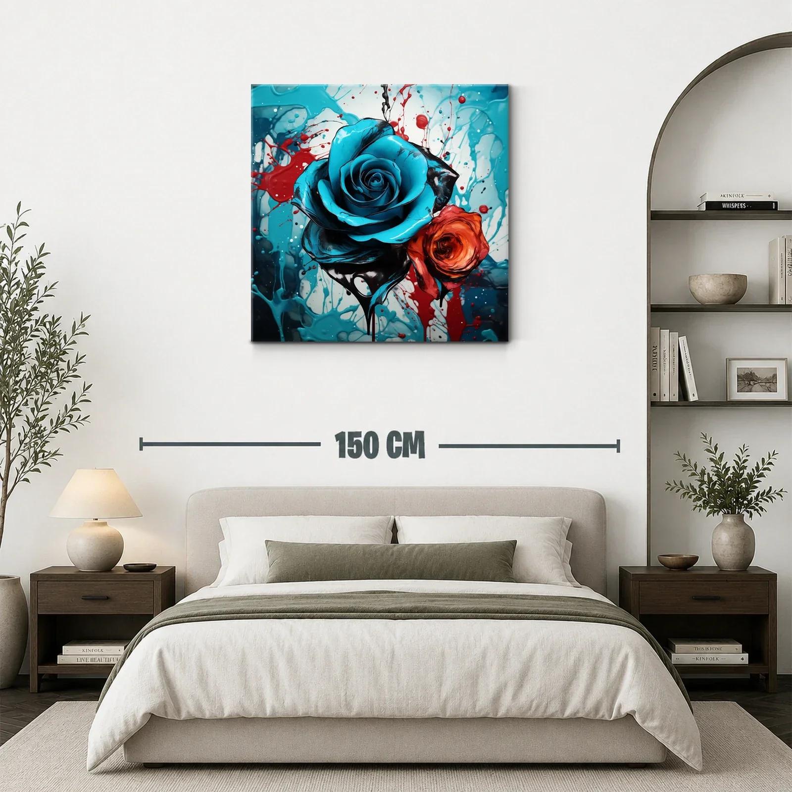 Rosas vibrantes en contraste de azul y rojo — miniatura 3