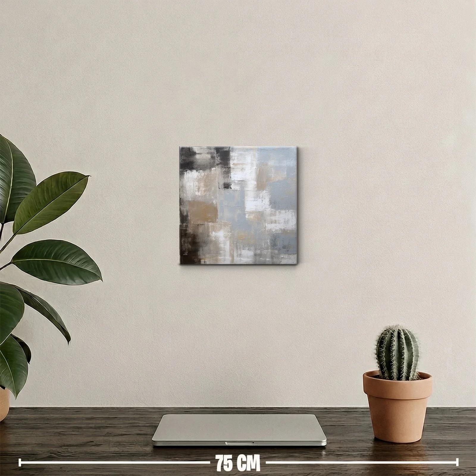 Cuadro abstracto con tonos neutros para ambientes modernos — miniatura 2