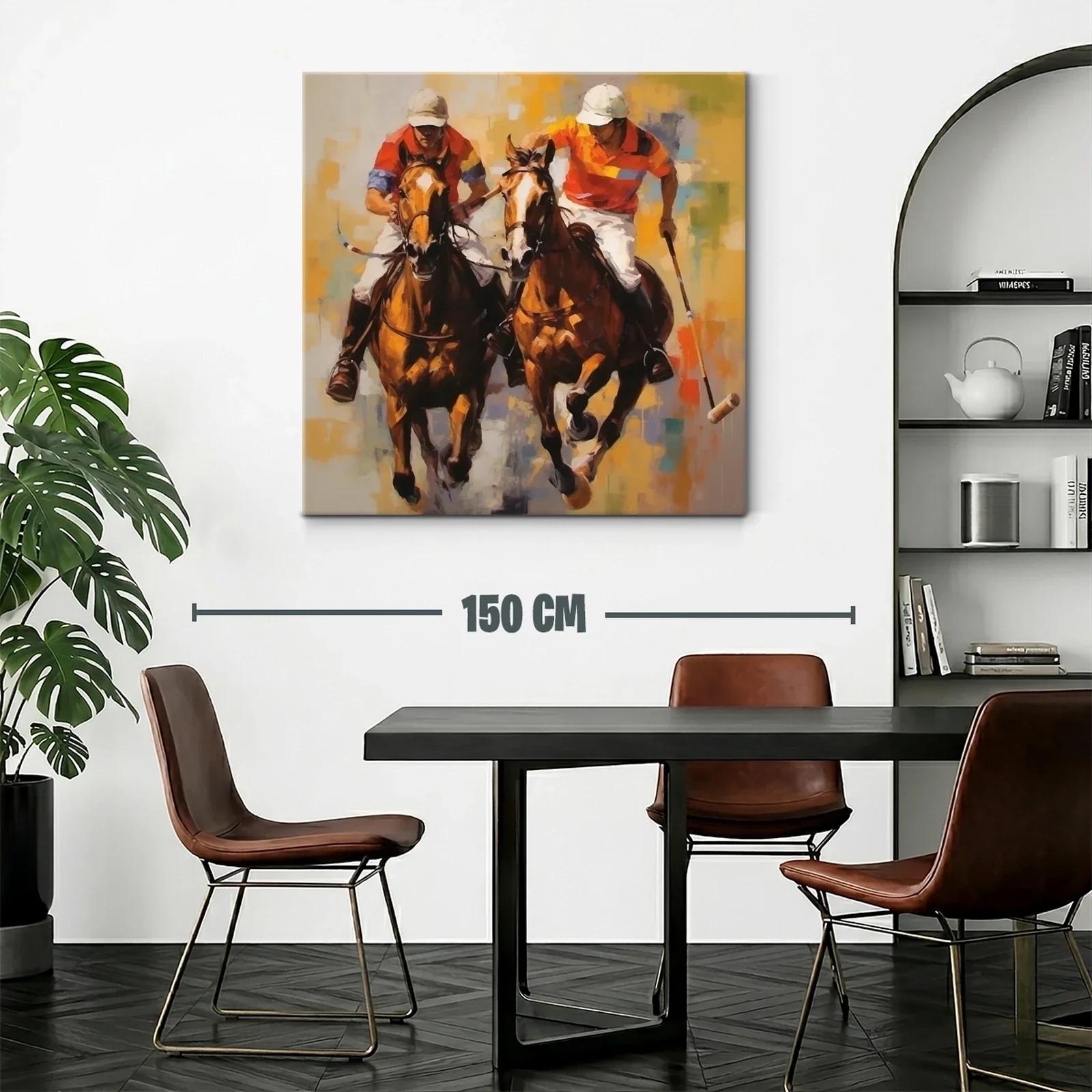 Cuadro dinámico de jugadores de polo en acción vibrante — miniatura 2
