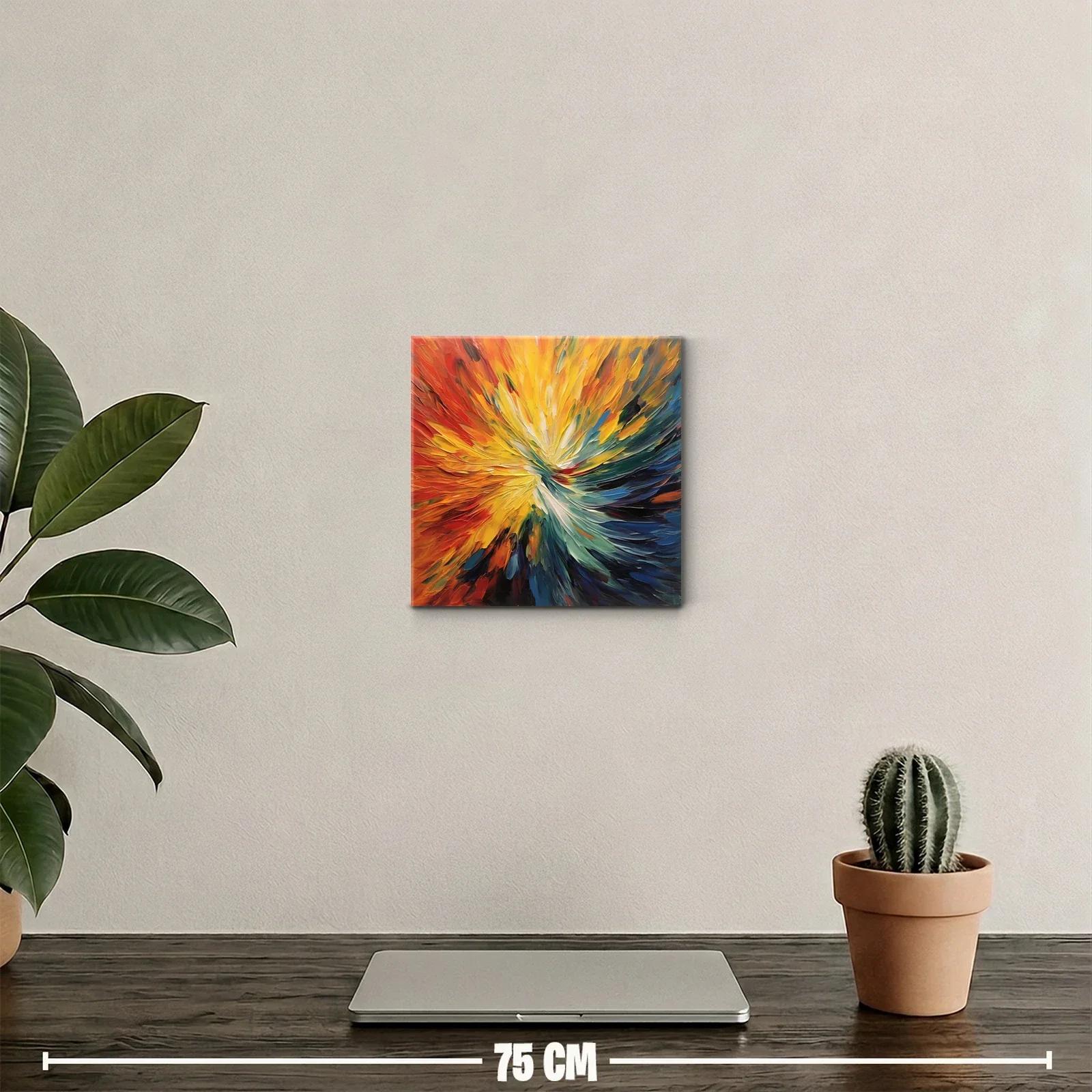 Cuadro abstracto con explosión de colores vibrantes y dinámicos — miniatura 2