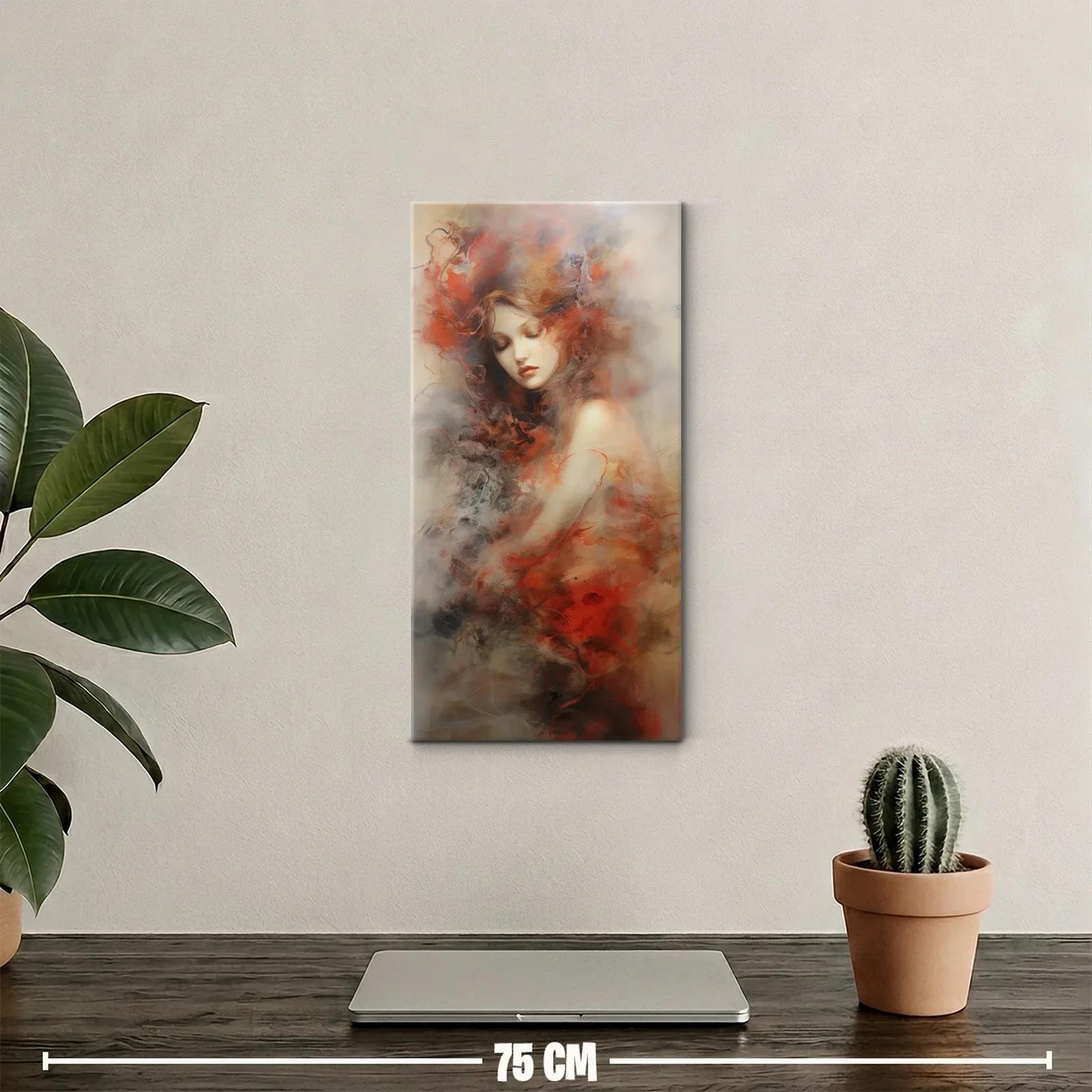 Cuadro retrato femenino con cabello rojizo difuminado — miniatura 2