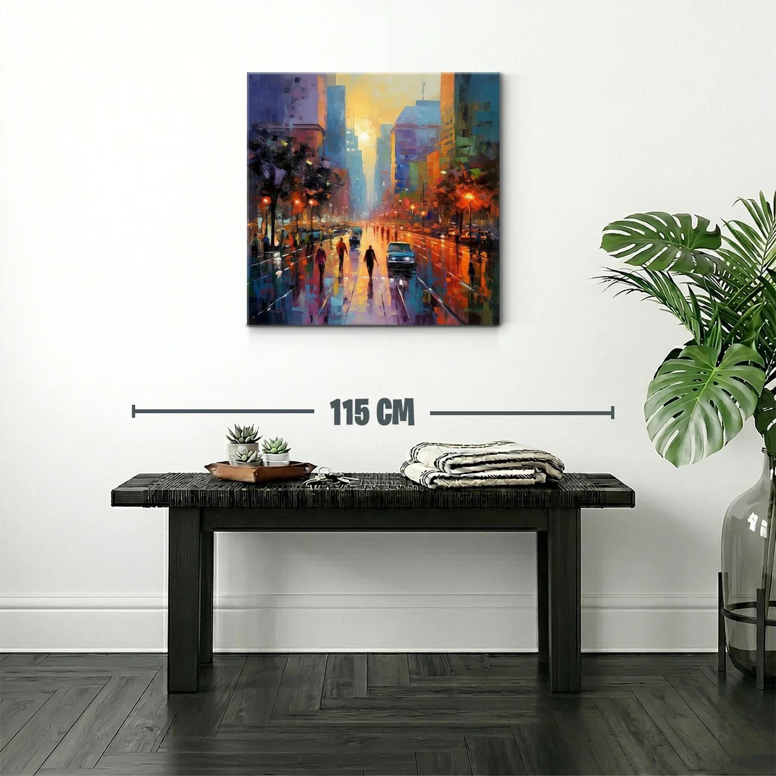 Atardecer urbano con reflejos y luces brillantes — miniatura 2