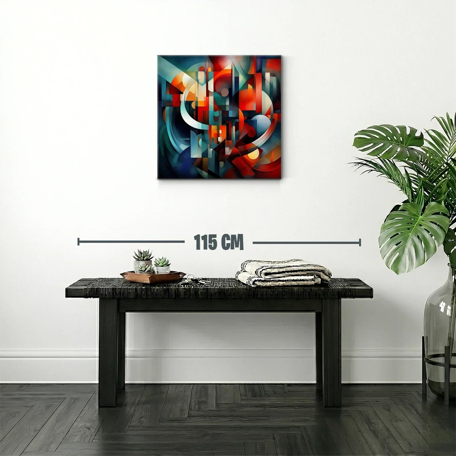 Composición abstracta en tonos cálidos y fríos equilibrados — miniatura 2