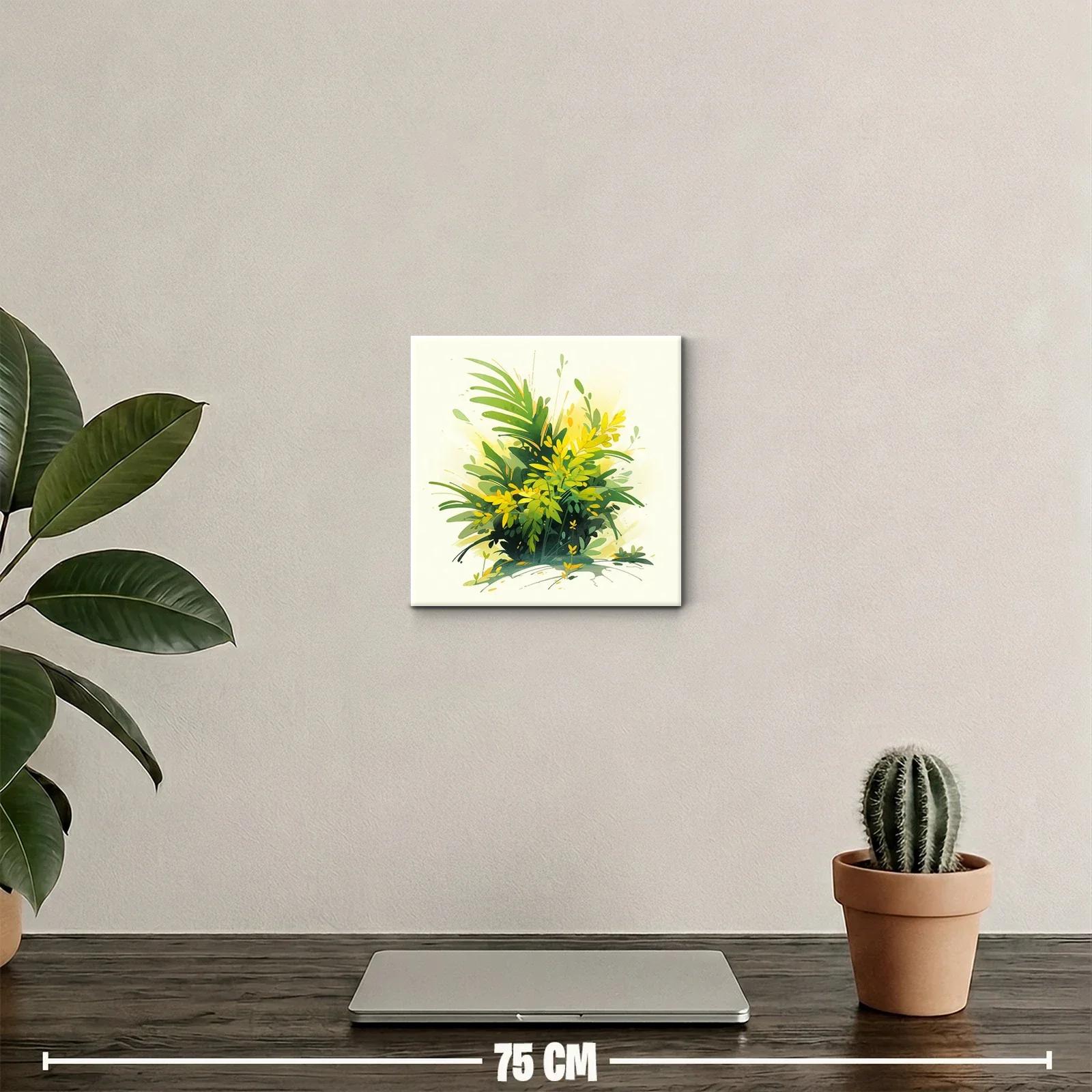 Cuadro decorativo con exuberante follaje en tonos verdes y amarillos — miniatura 2