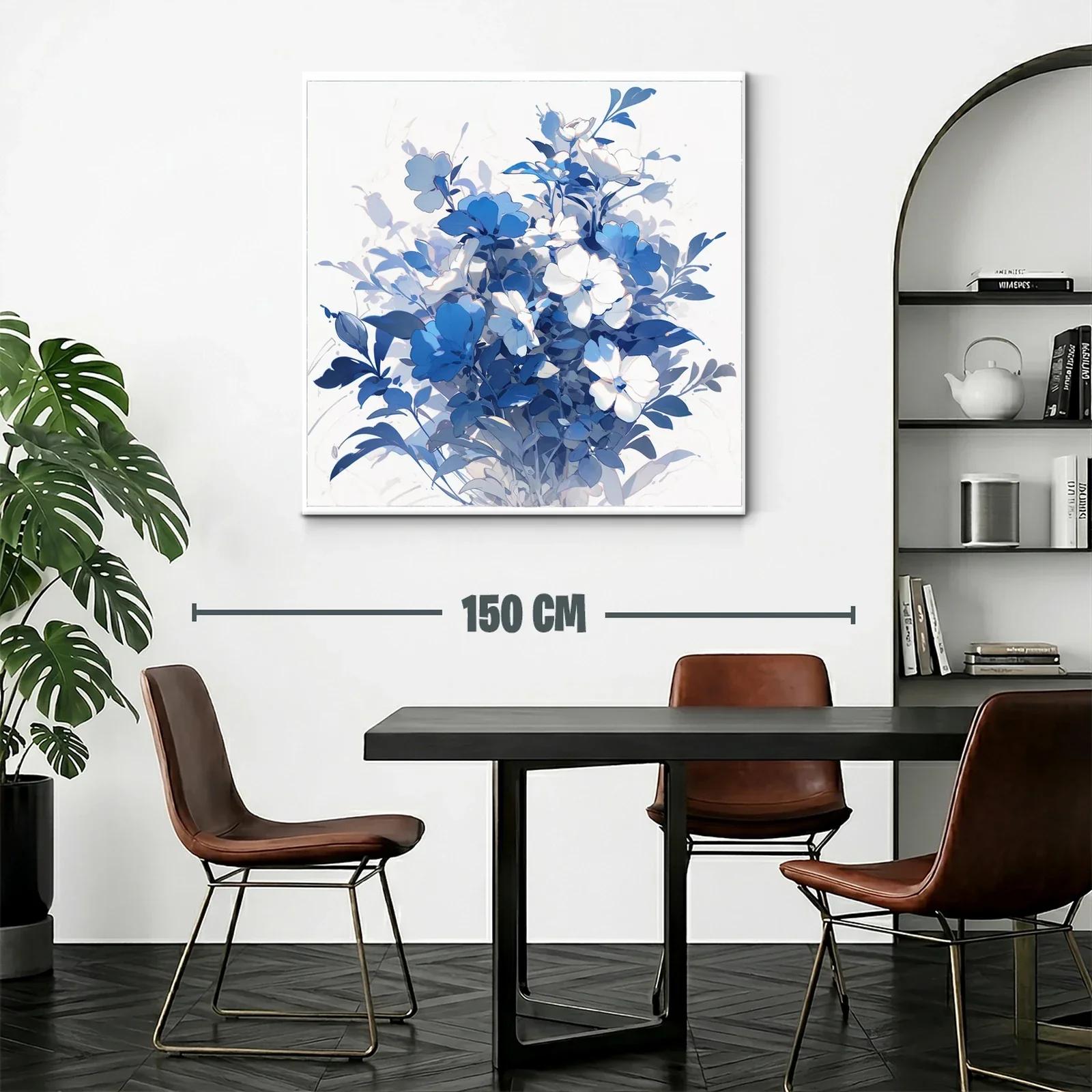 Cuadro floral en tonos azules y blancos elegante y sereno — miniatura 2