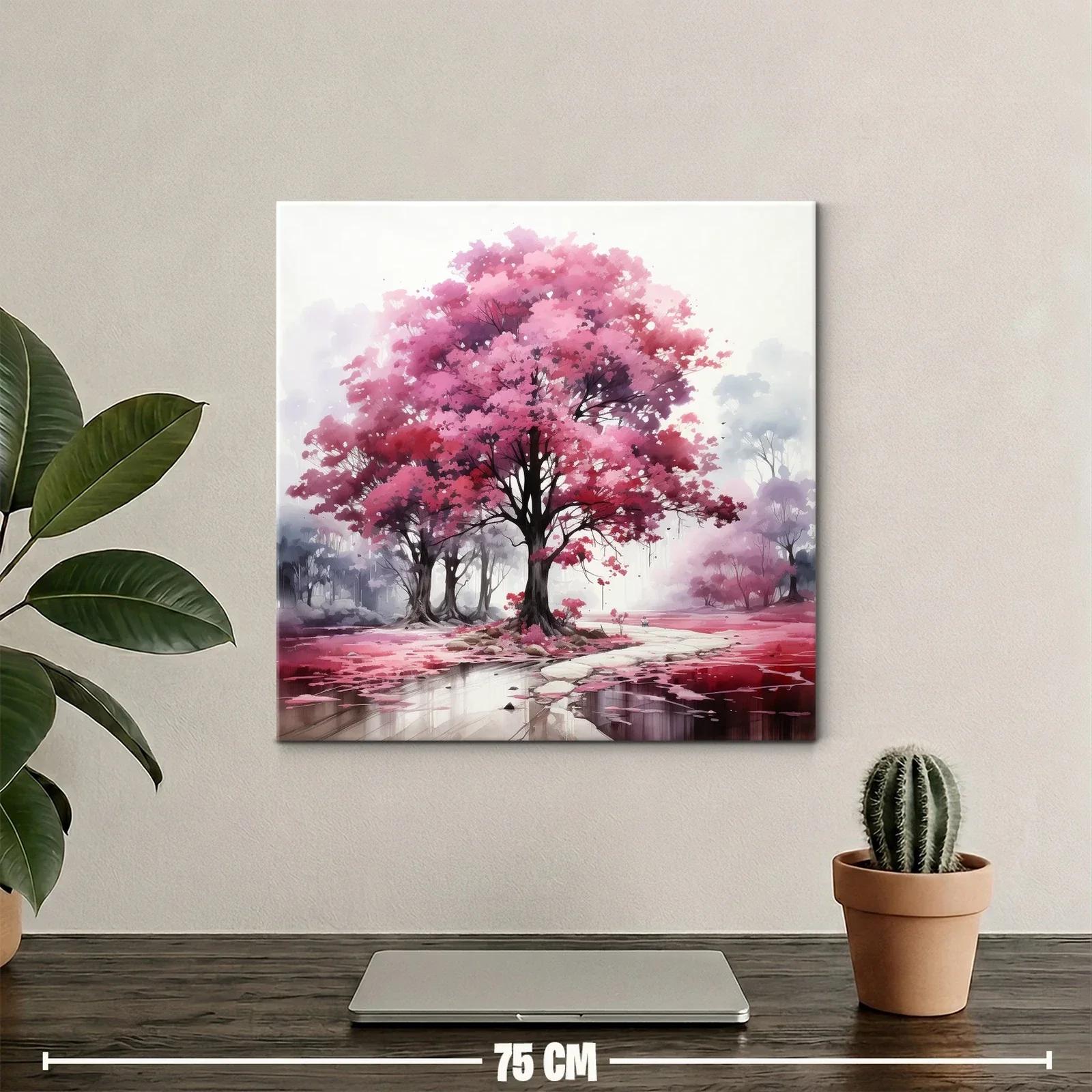 Bosque encantado con árboles de flores rosa vibrante — miniatura 2