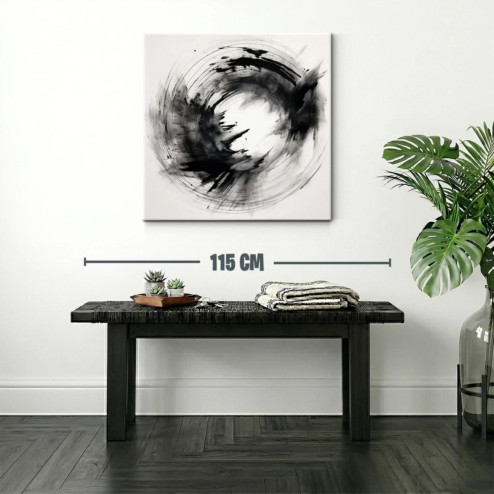 Cuadro Arte Abstracto en Blanco y Negro Dinámico — miniatura 2
