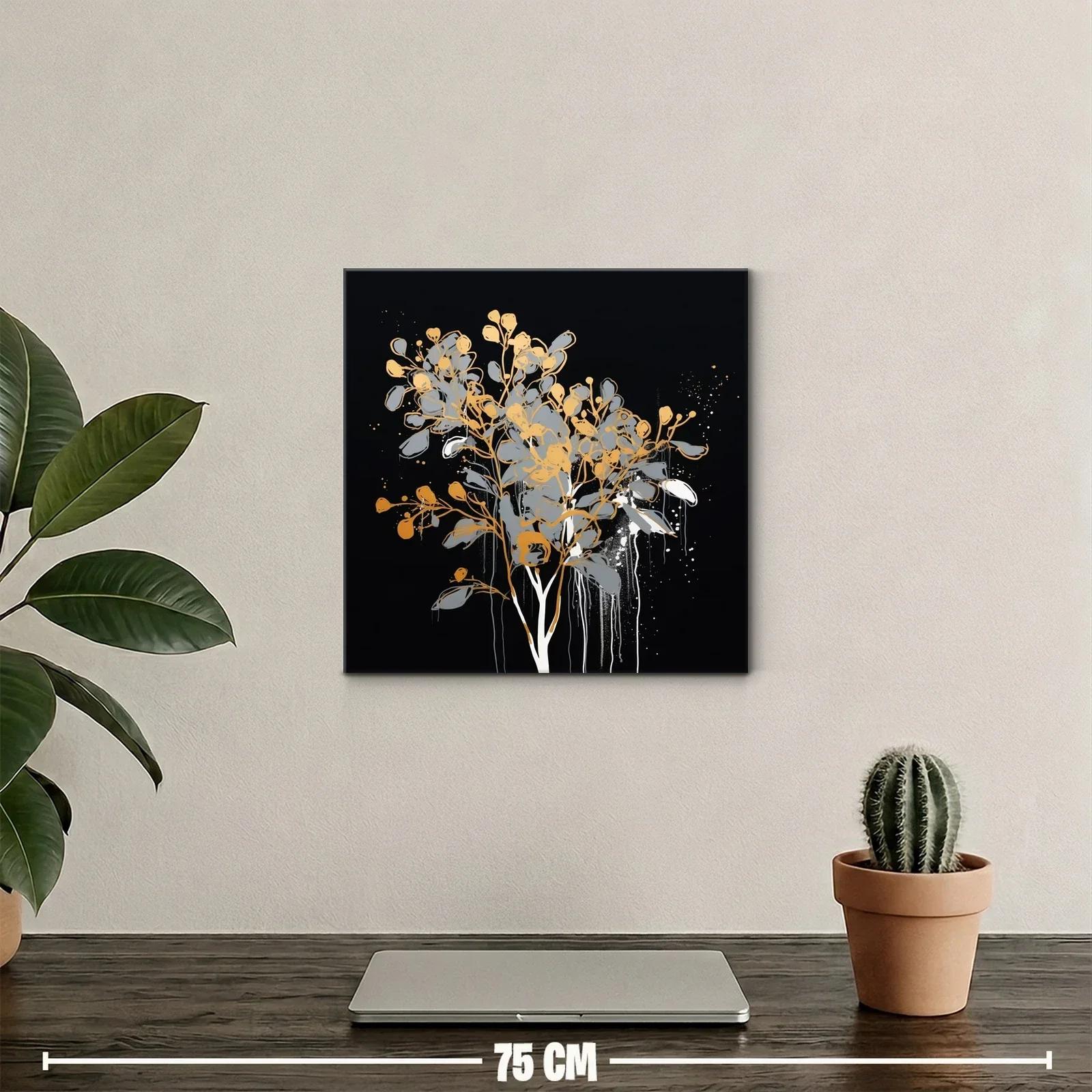 Ramo abstracto en tonalidades doradas y grises sobre fondo oscuro — miniatura 2