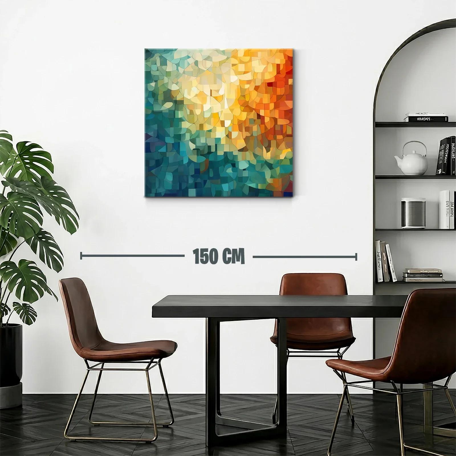 Cuadro Abstracto con Paleta Cálida y Fría en Composición Orgánica — miniatura 2