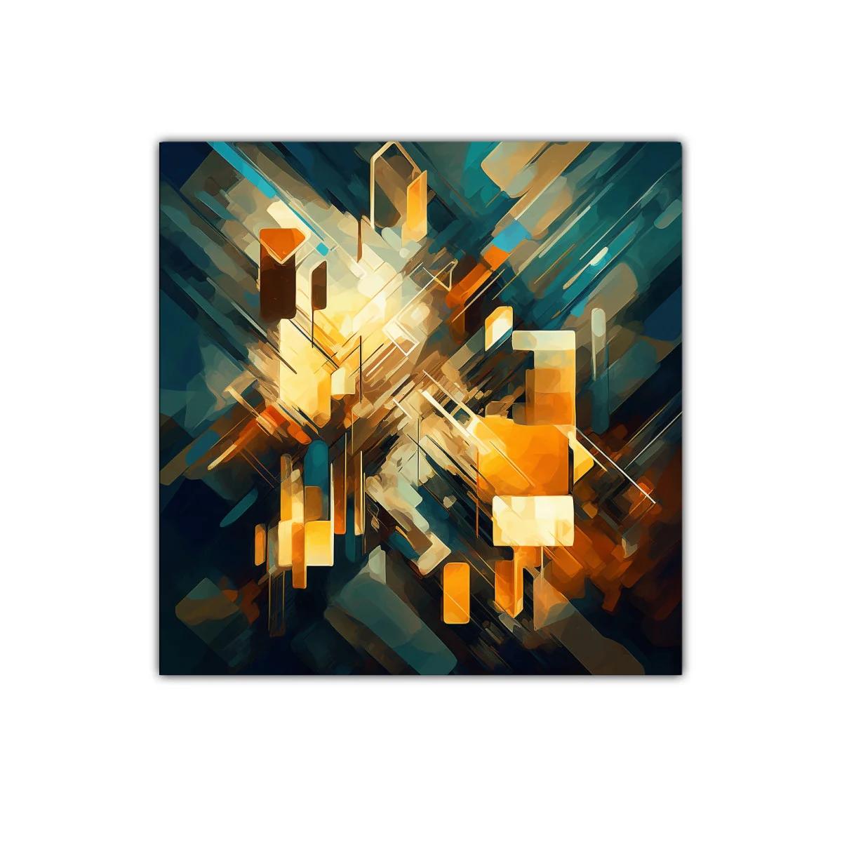 Cuadro abstracto con explosión de luces y formas geométricas — miniatura 1