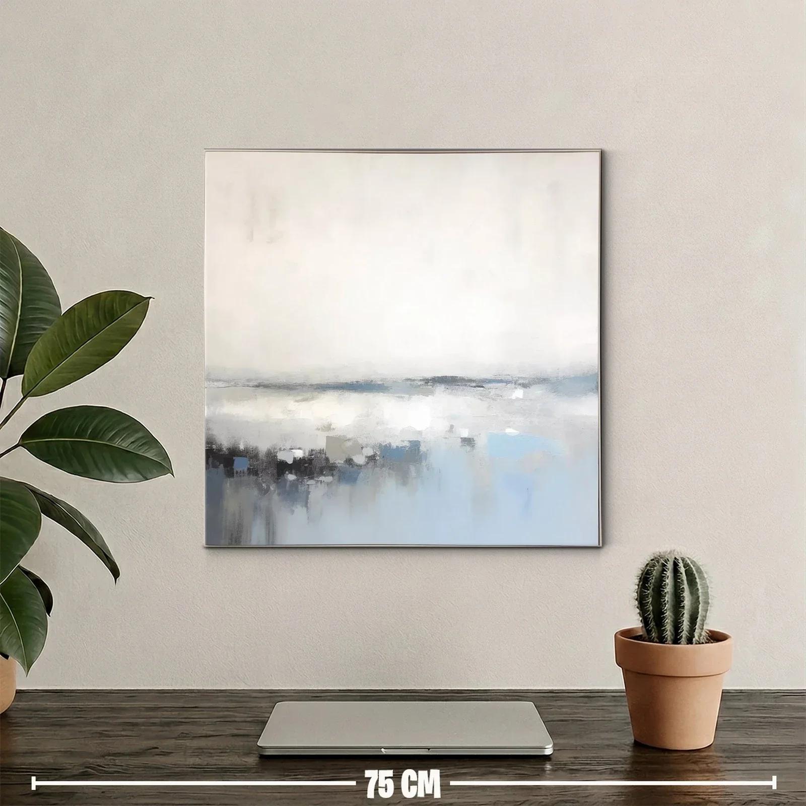 Cuadro abstracto en tonos suaves azules y grises — miniatura 2