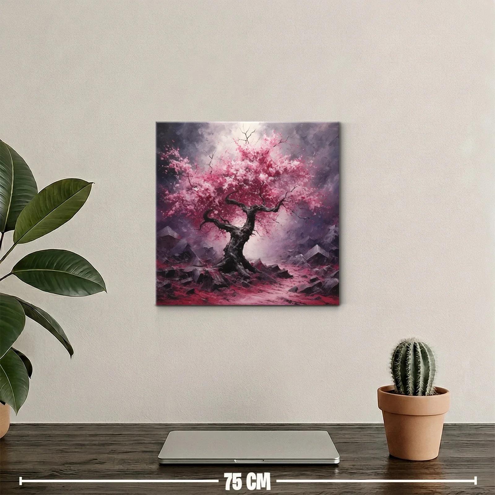 Árbol en flor entre rocas en paisaje místico — miniatura 2